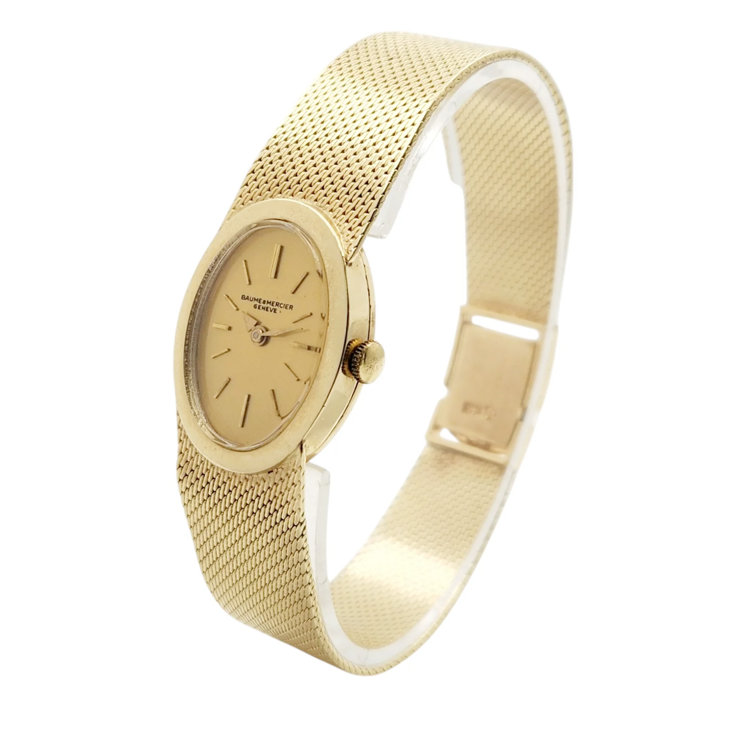 Ladies Baume & Mercier 27mm Vintage 14K Yellow Gold Watch with Gold Dial. (Pre-Owned)