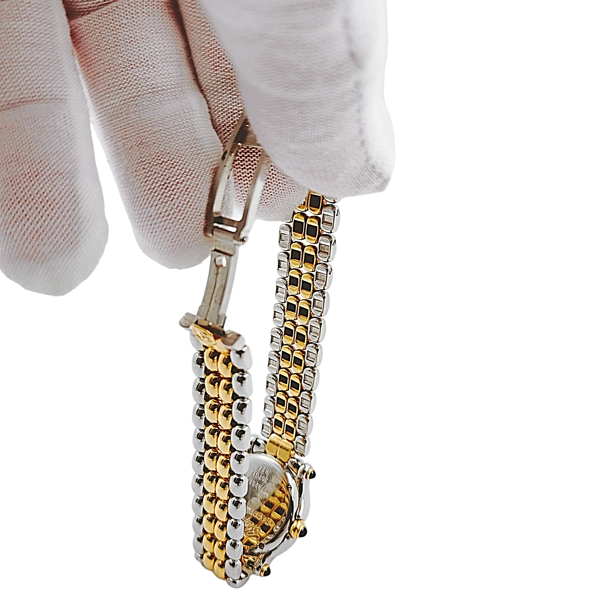 Ladies Chopard 26mm Happy Sport Five Diamond 18K Yellow Gold / Stainless Steel Watch with White Dial and Diamond Bezel. (Pre-Owned 27/8251-23)