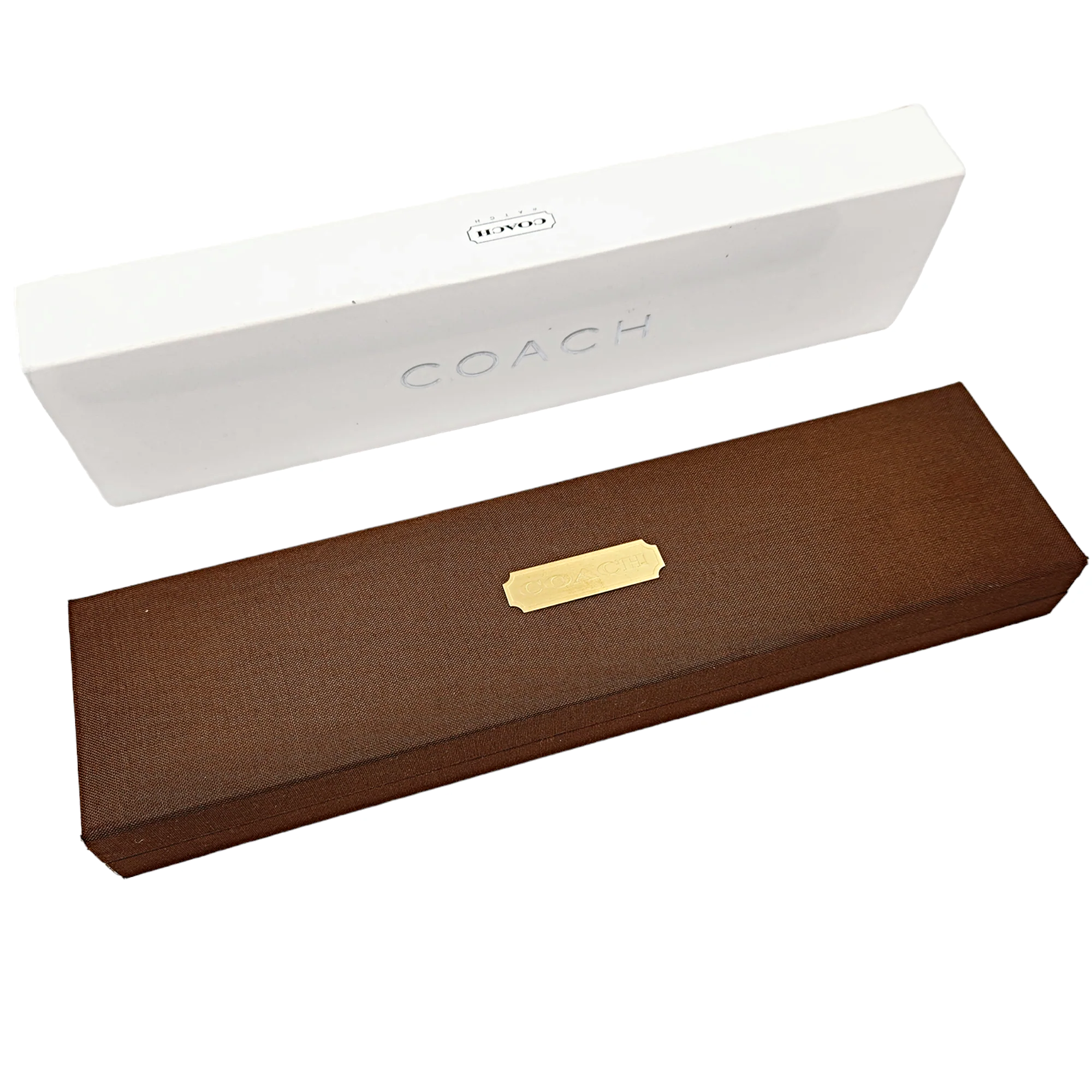 Ladies Coach 19mm Gold Plated Watch with Genuine Black Leather Band and White Dial. (NEW W301)