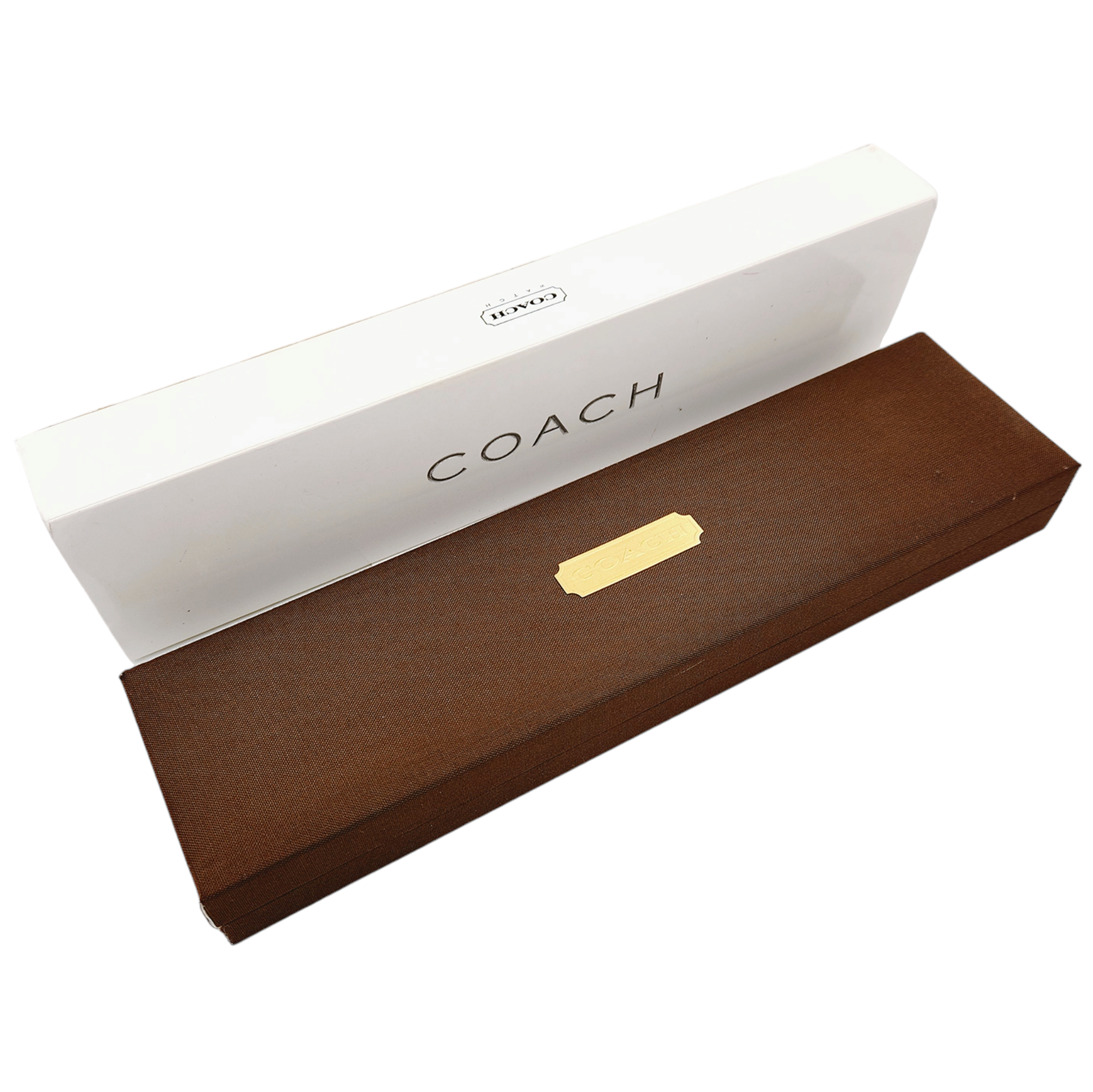 Ladies Coach 26mm Gold Plated Watch with Genuine Black Leather Band and White Dial. (NEW W501)