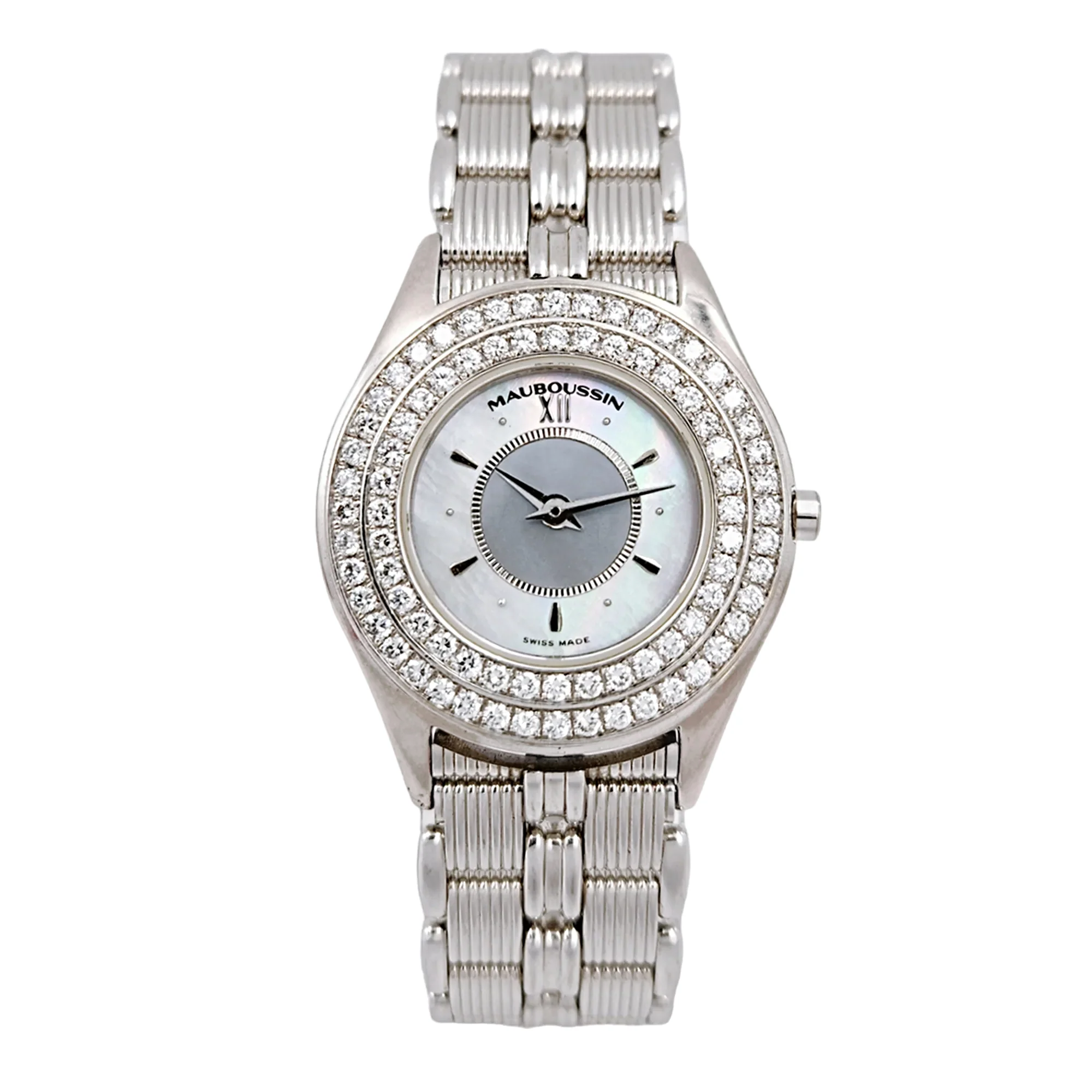 Ladies Mauboussin 26mm - 18K White Gold Watch With Mother of Peal Dial and Diamond Bezel. (Pre-Owned 63683)