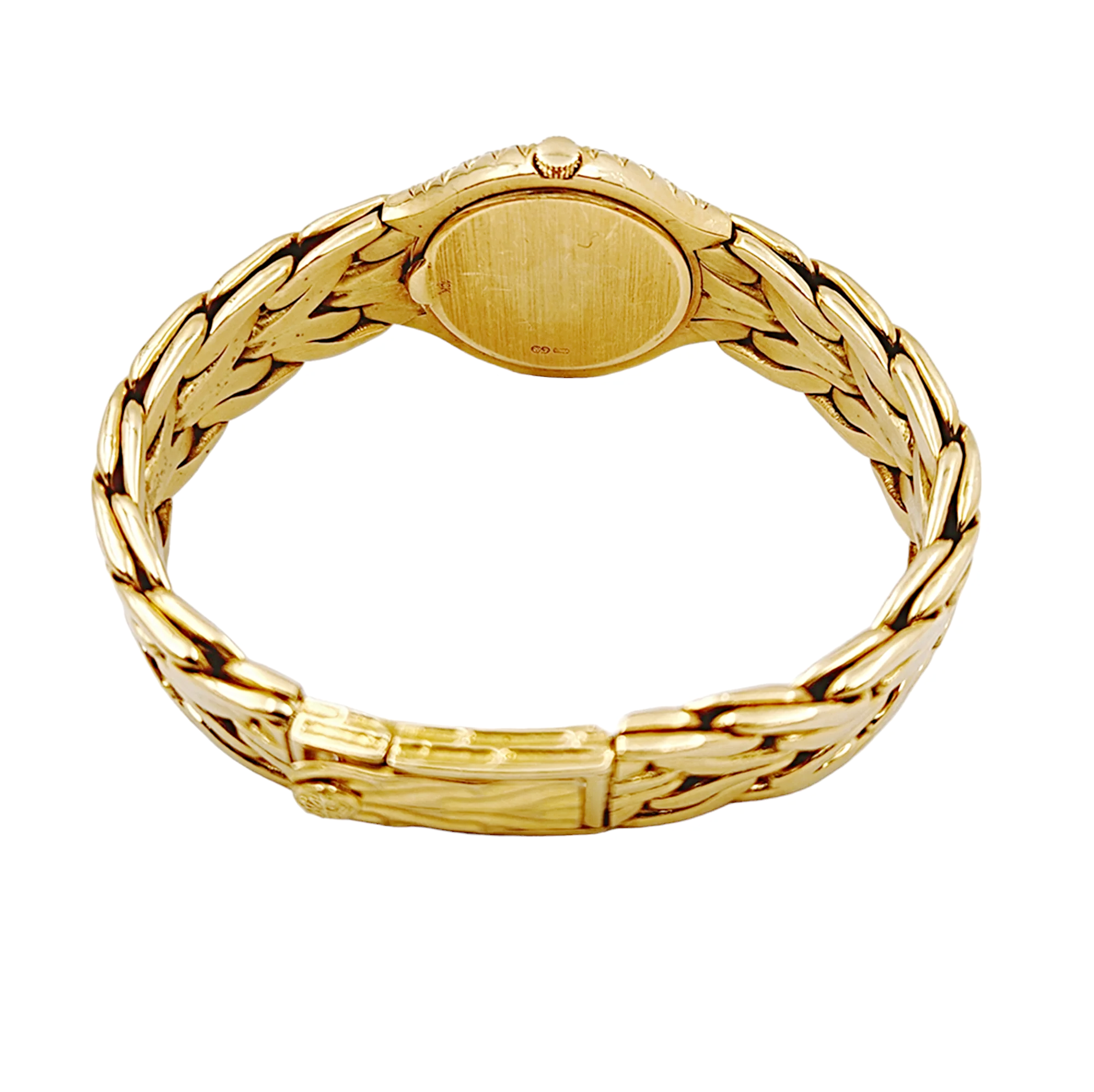 Ladies Patek Philippe 23mm La Flamme 18K Yellow Gold Watch with Cream Diamond Dial and Diamond Bezel. (Pre-Owned Model 4816/3)