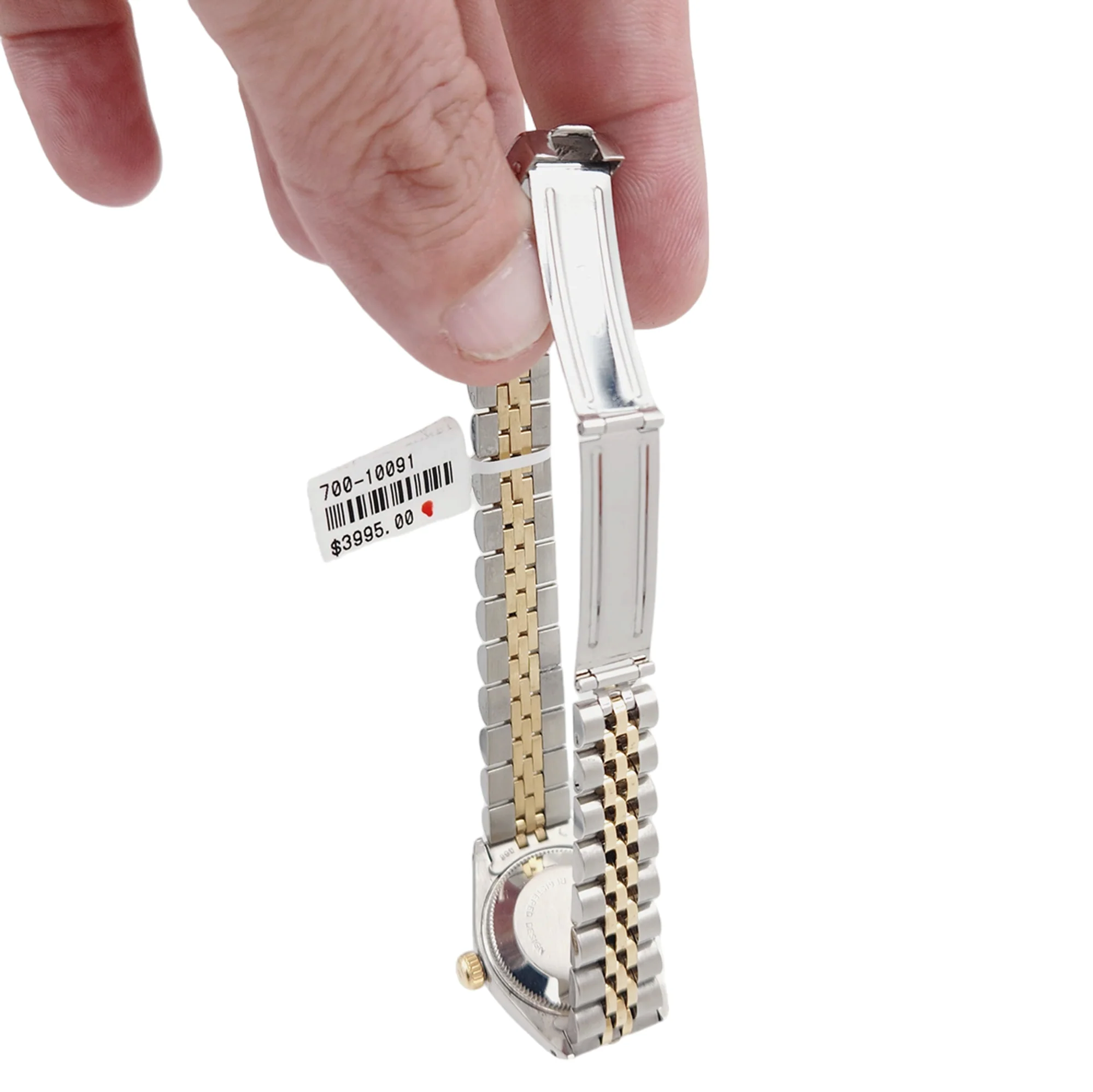 Ladies Rolex 26mm DateJust Two Tone 18K Yellow Gold / Stainless Steel Watch with Blue Dial and Fluted Bezel. (Pre-Owned 6917)