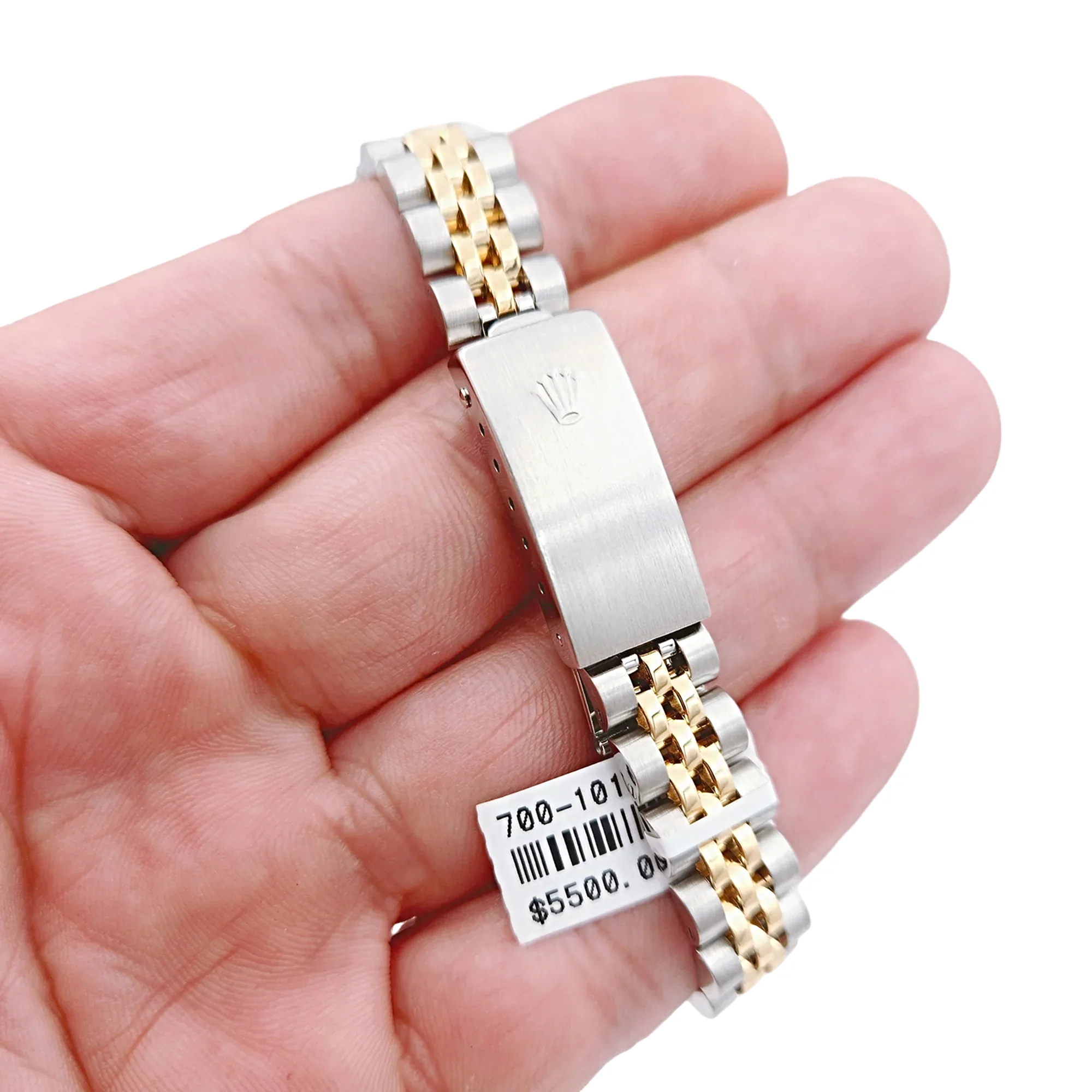 Ladies Rolex 26mm Date 18K Yellow Gold Two Tone Watch with Champagne Dial and Fluted Bezel. (Pre-Owned 69173)