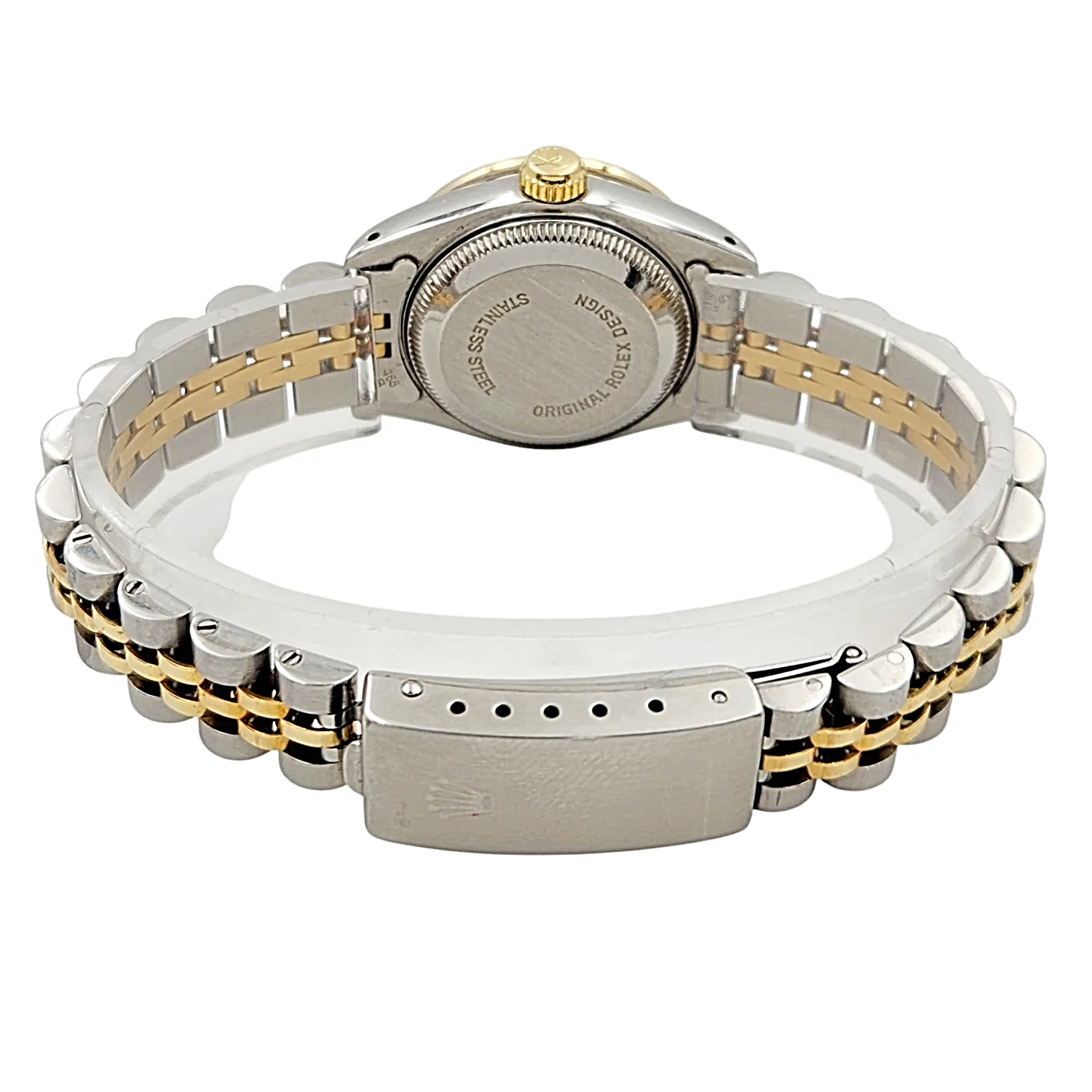 Ladies Rolex 26mm Datejust 18K Yellow Gold / Stainless Steel Two Tone Watch with Silver Diamond Dial and Diamond Bezel. (Pre-Owned 69173)