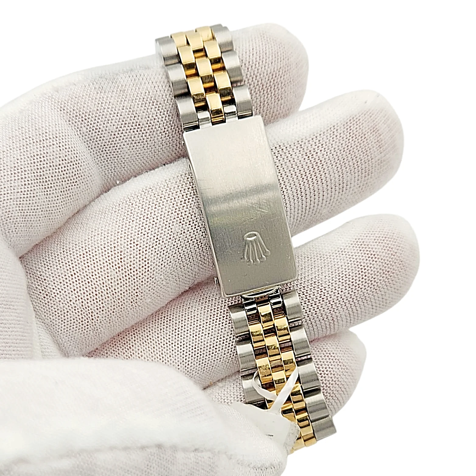 Ladies Rolex Midsize 31mm DateJust Two Tone 18K Yellow Gold / Stainless Steel Watch with Gold Dial and Diamond Bezel. (Pre-Owned 68273)