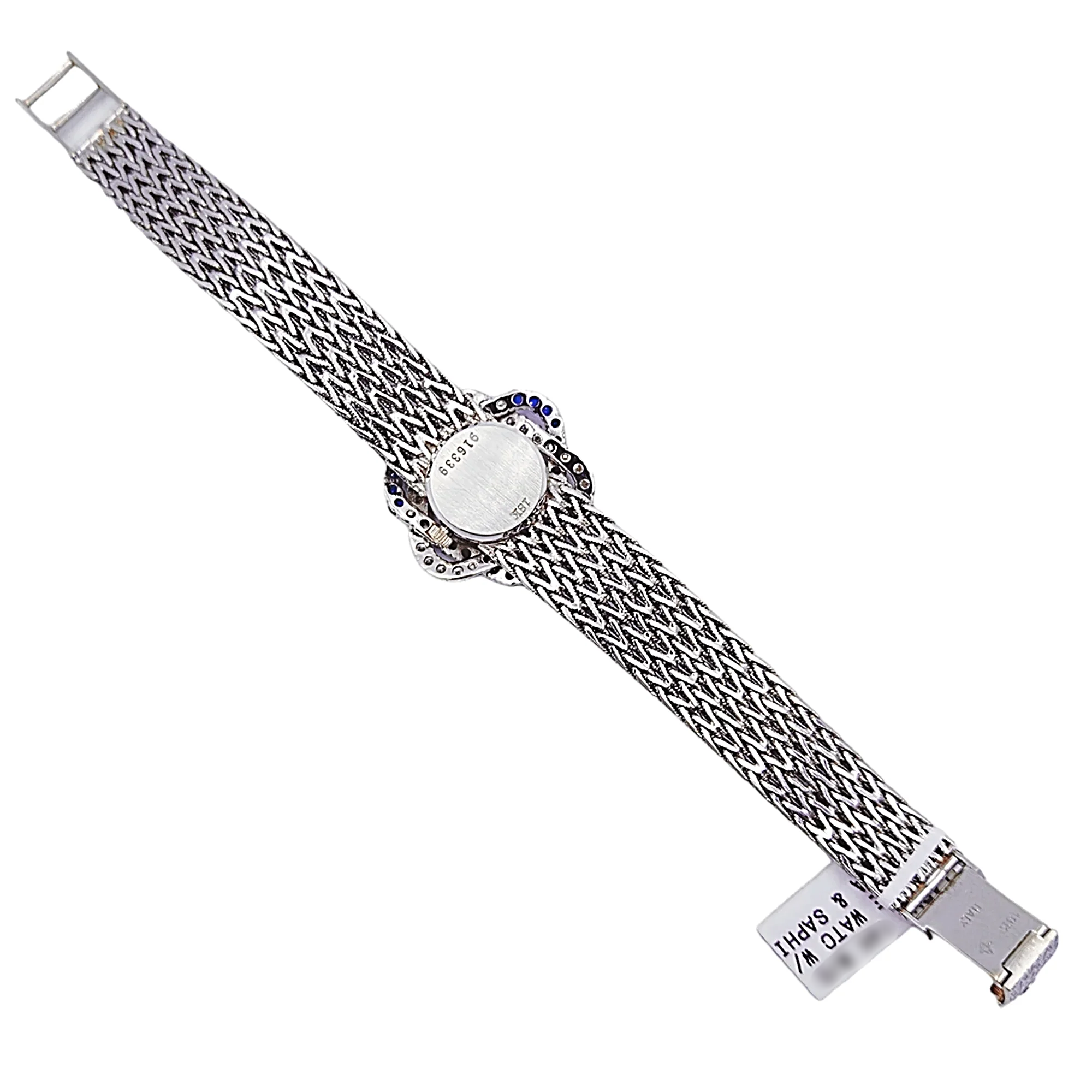 Ladies Universal Genève Vintage 22mm Watch with Blue Saphire / Natural Diamonds in 18K White Gold Band. (Pre-Owned)