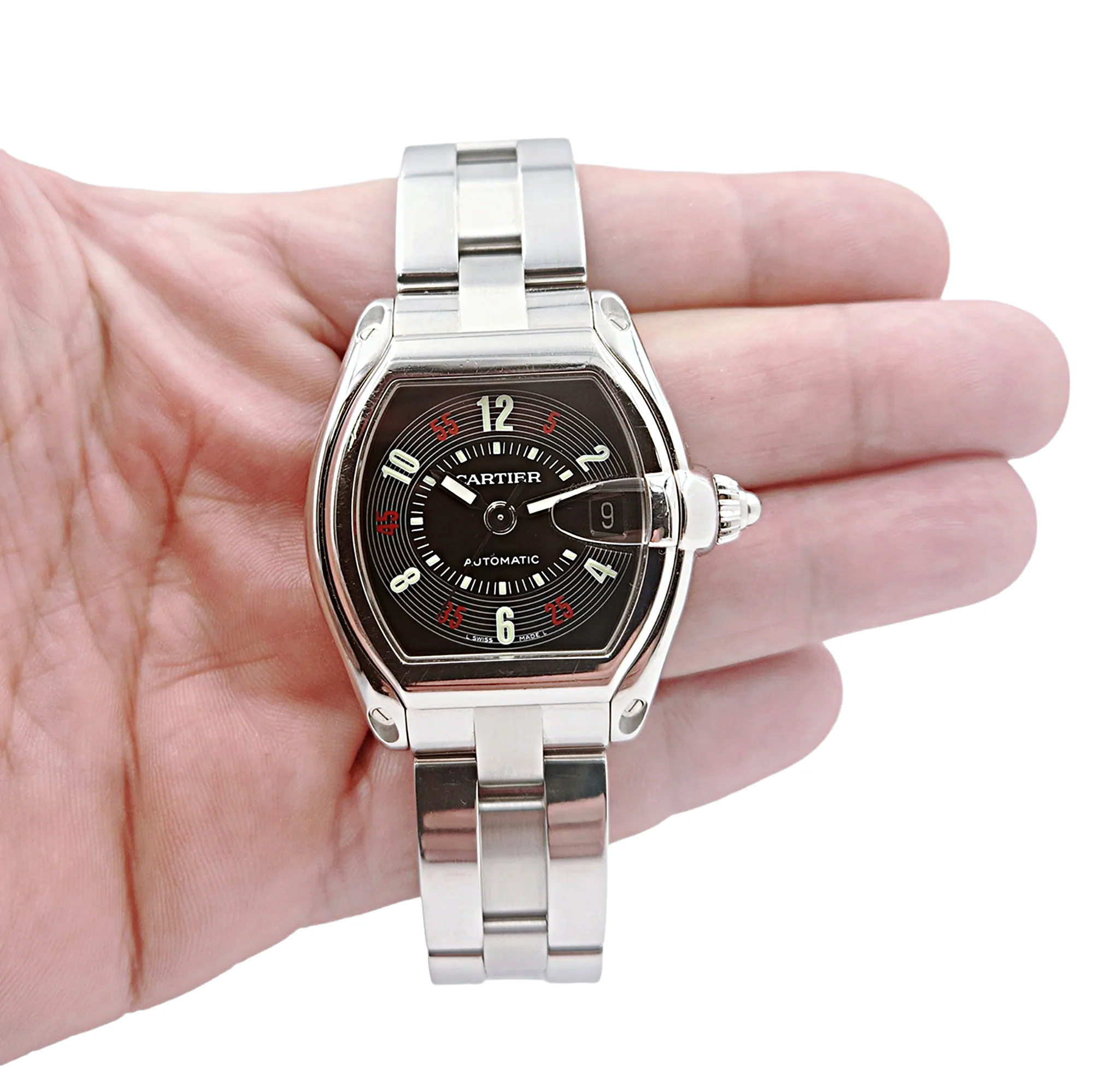 Men's Cartier 38mm x 43mm Roadster Automatic Watch with Black Vegas Roulette Dial. (Pre-Owned 2510)