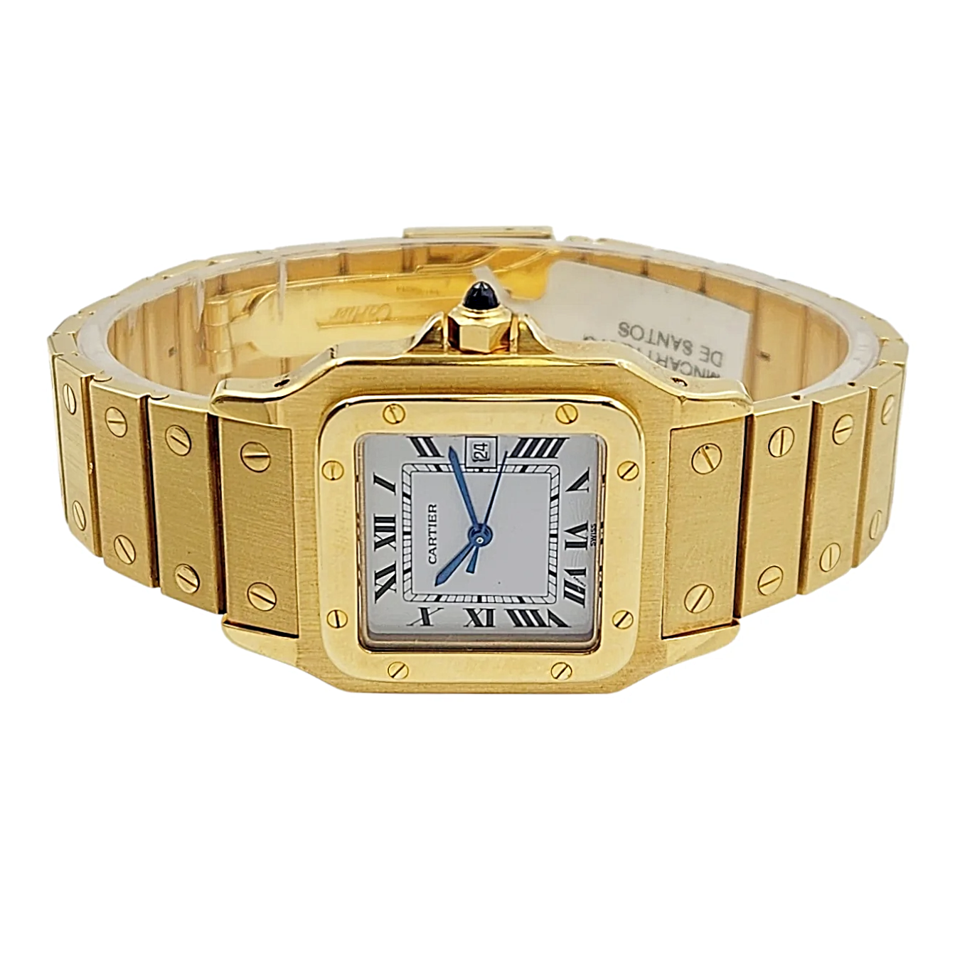 Men's Large Cartier Santos 29mm x 41mm 18K Yellow Gold Watch with White Roman Numeral Dial. (Pre-Owned 2960)