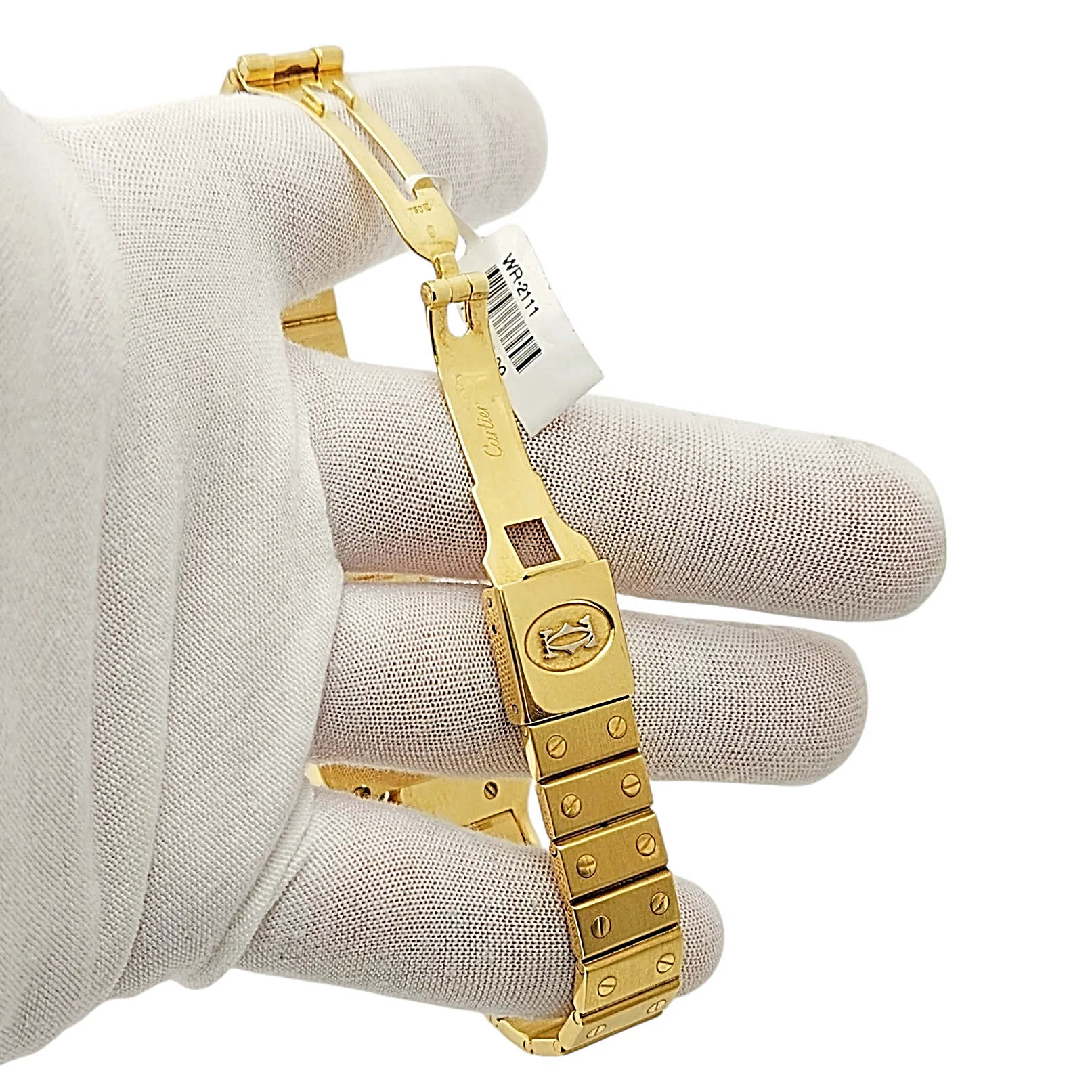Men's Large Cartier Santos 29mm x 41mm 18K Yellow Gold Watch with White Roman Numeral Dial. (Pre-Owned 2960)
