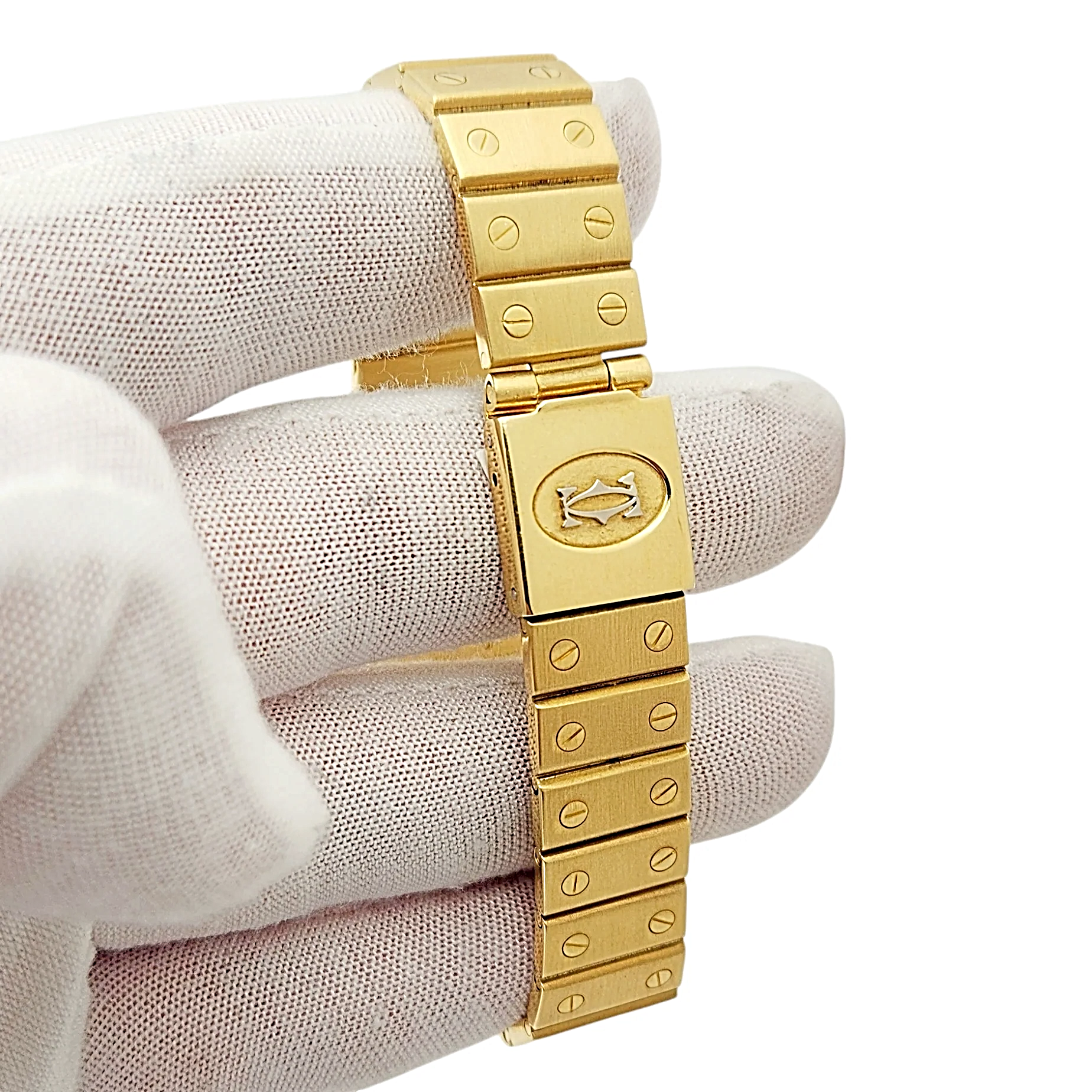 Men's Large Cartier Santos 29mm x 41mm 18K Yellow Gold Watch with White Roman Numeral Dial. (Pre-Owned 2960)