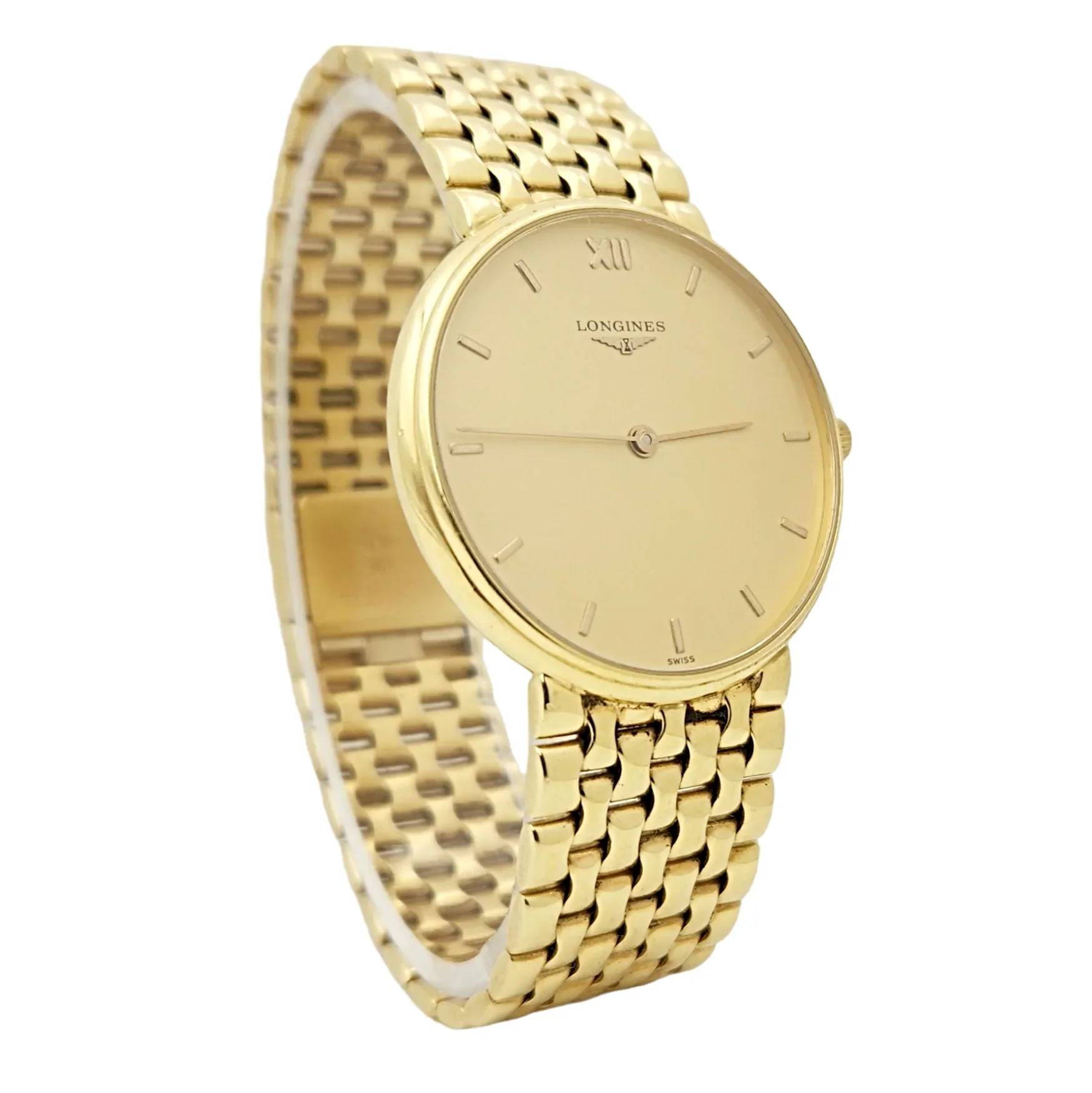 Men's Longines Vintage 34mm Watch with 18K Yellow Gold Band, Gold Dial and Gold Bezel. (Pre-Owned)