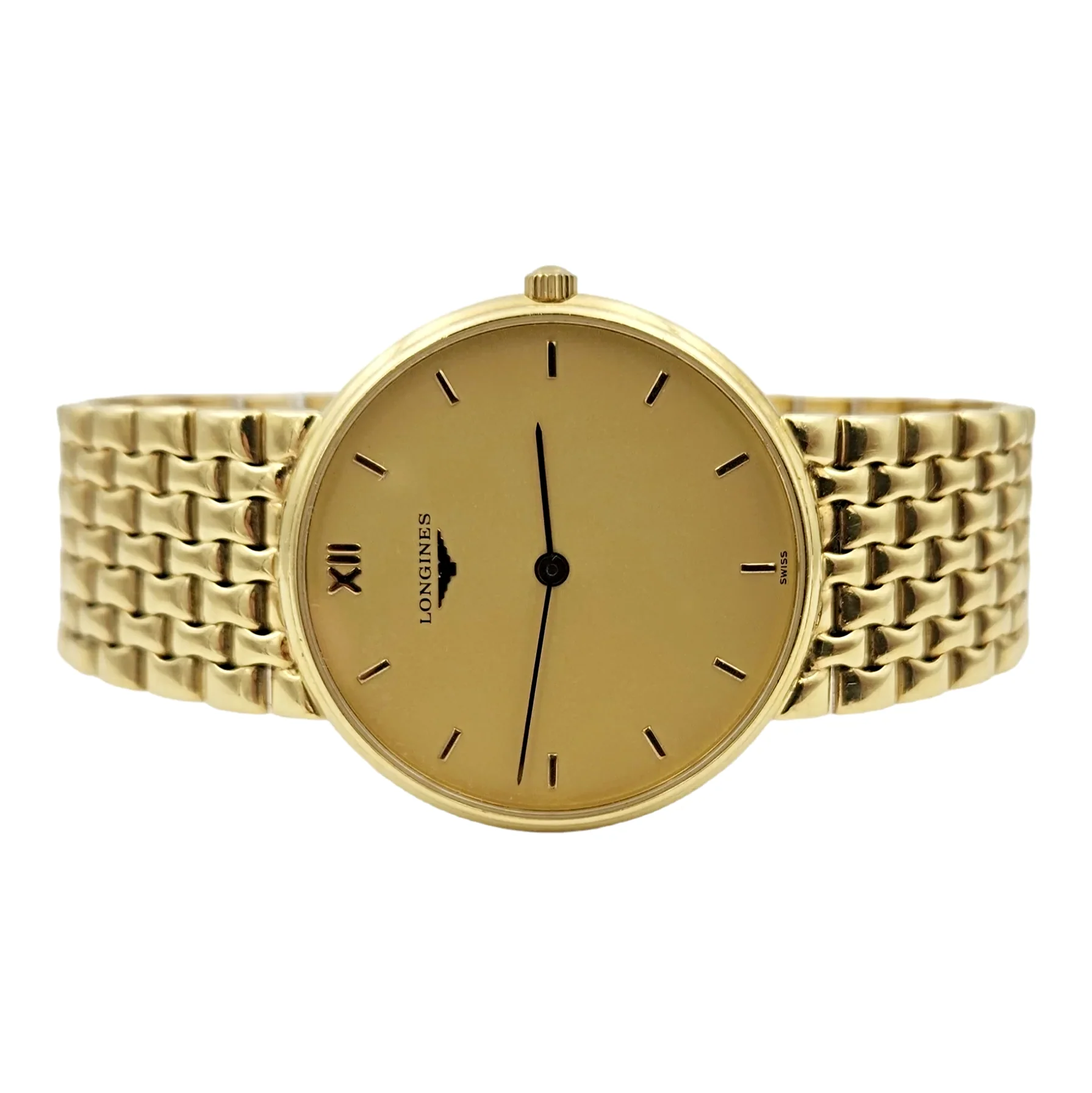 Men's Longines Vintage 34mm Watch with 18K Yellow Gold Band, Gold Dial and Gold Bezel. (Pre-Owned)