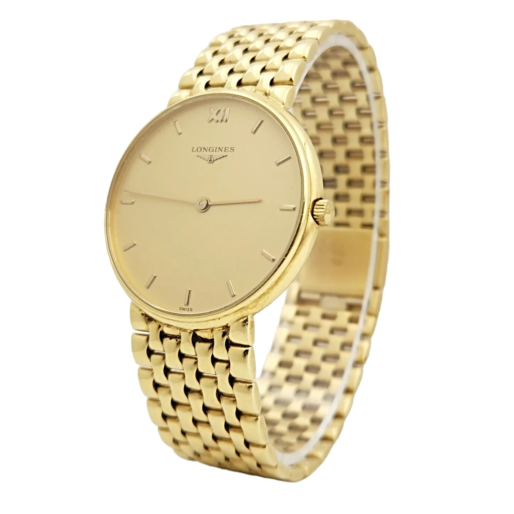 Men's Longines Vintage 34mm Watch with 18K Yellow Gold Band, Gold Dial and Gold Bezel. (Pre-Owned)