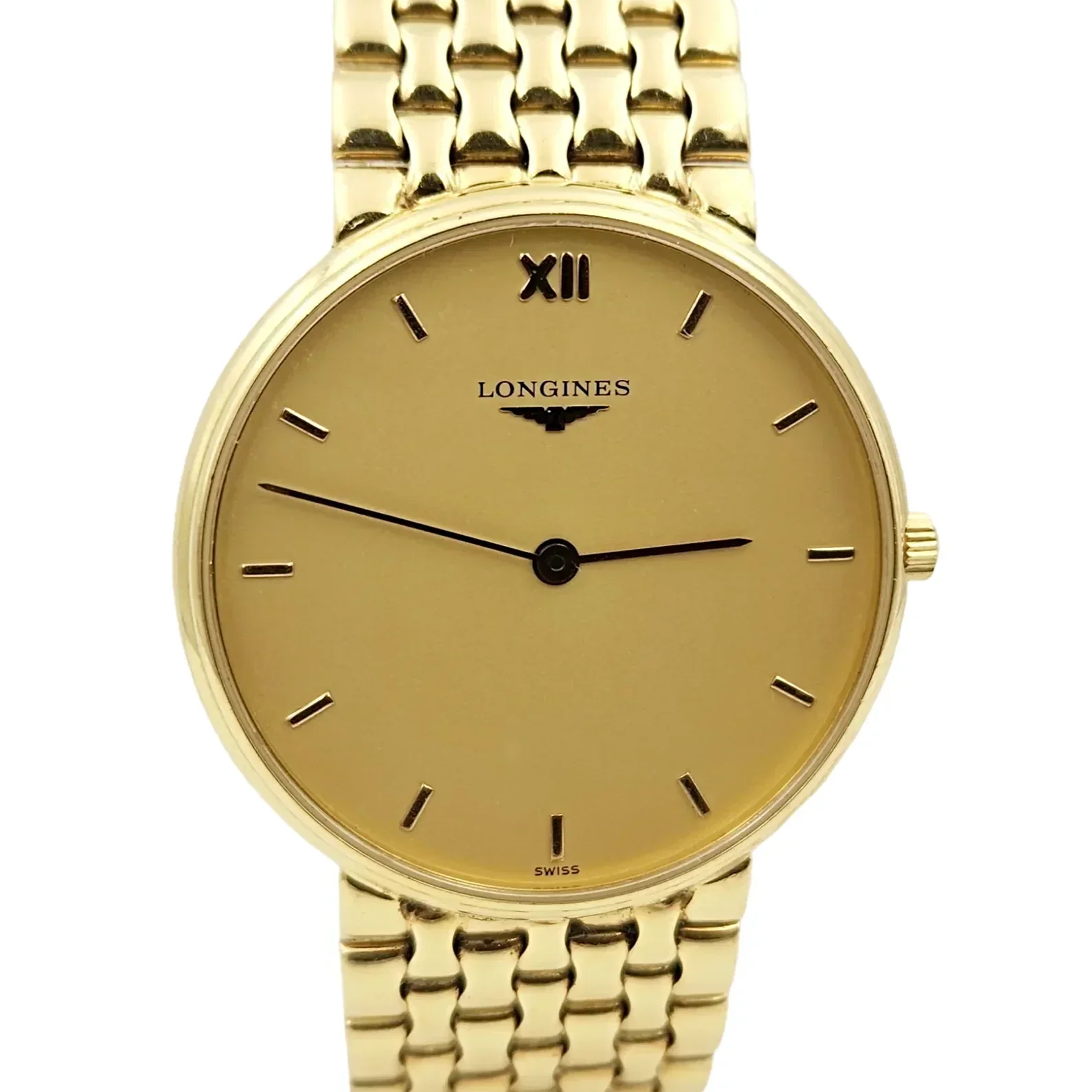 Men's Longines Vintage 34mm Watch with 18K Yellow Gold Band, Gold Dial and Gold Bezel. (Pre-Owned)