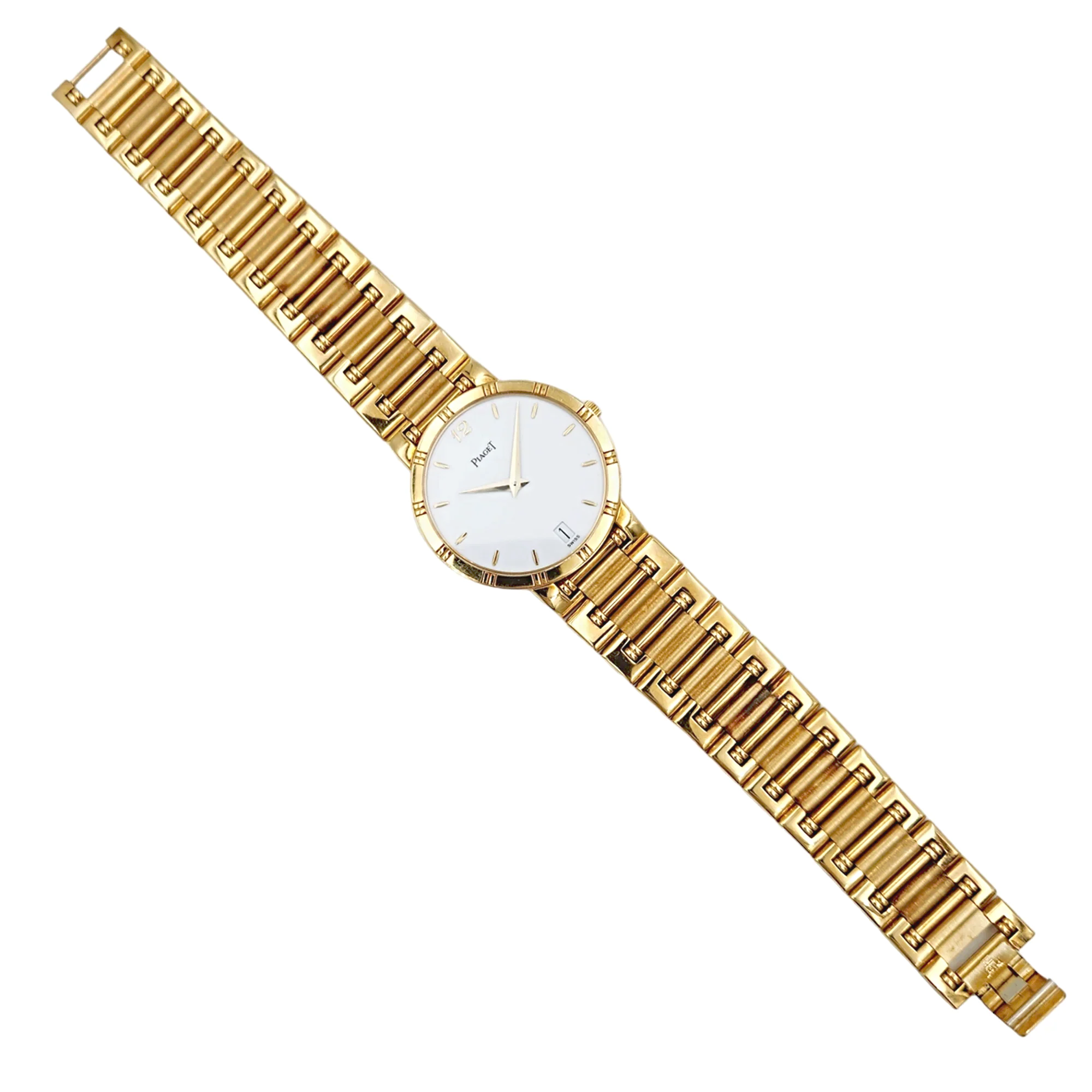 Men's Piaget 31mm Dancer Vintage Solid 18K Yellow Gold Band Watch with White Dial. (Pre-Owned)