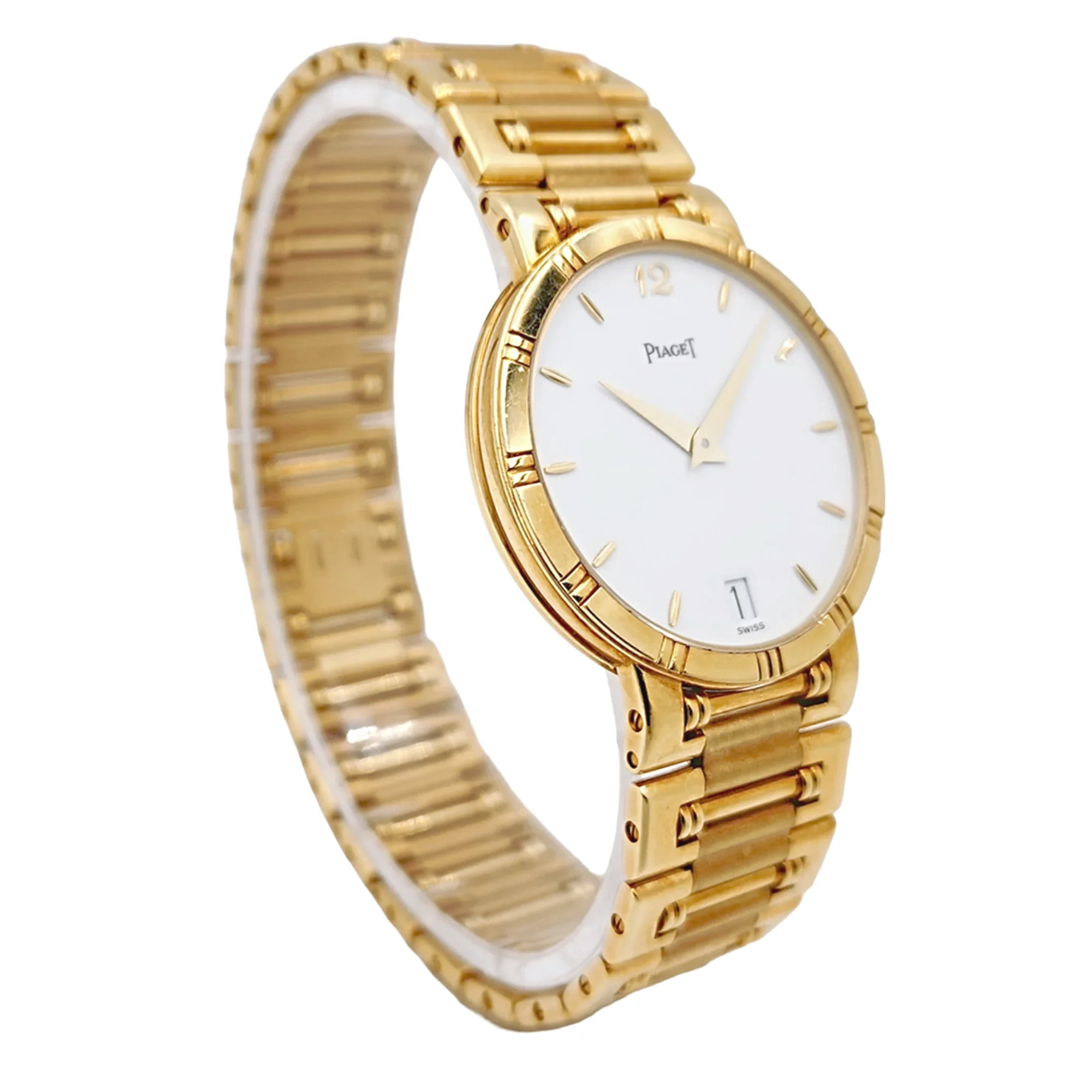 Men's Piaget 31mm Dancer Vintage Solid 18K Yellow Gold Band Watch with White Dial. (Pre-Owned)