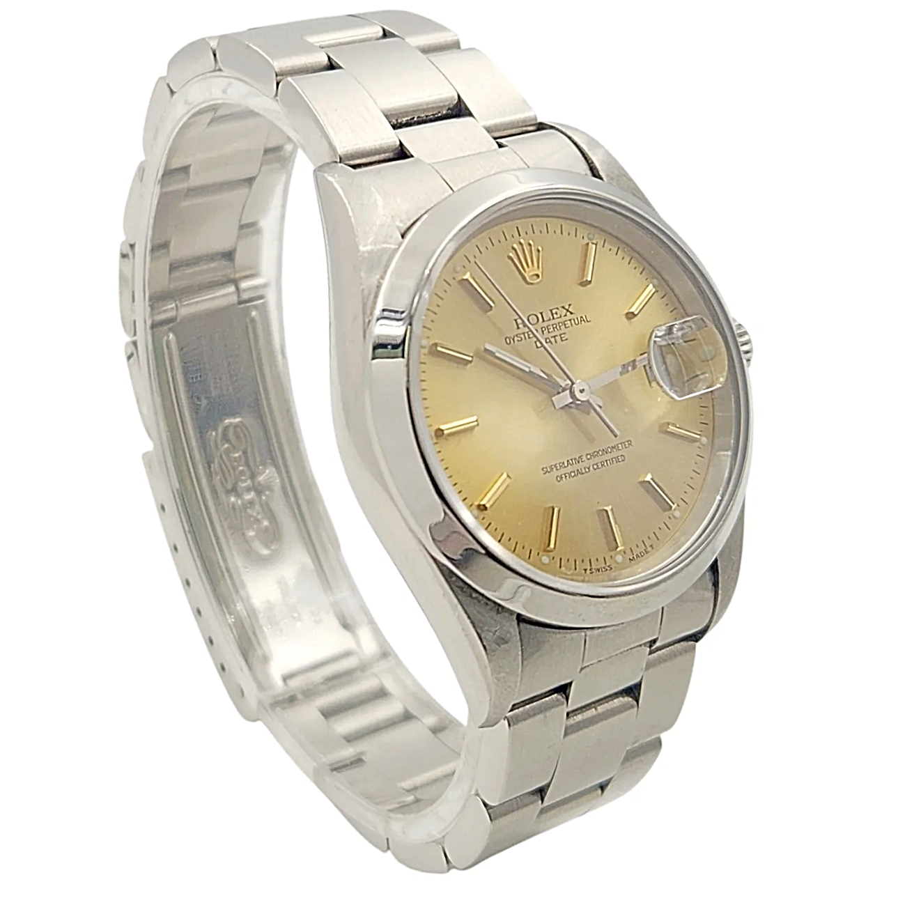 Men's Rolex 34mm Date Vintage Stainless Steel Watch with Champagne Dial and Smooth Bezel. (Pre-Owned 15210)