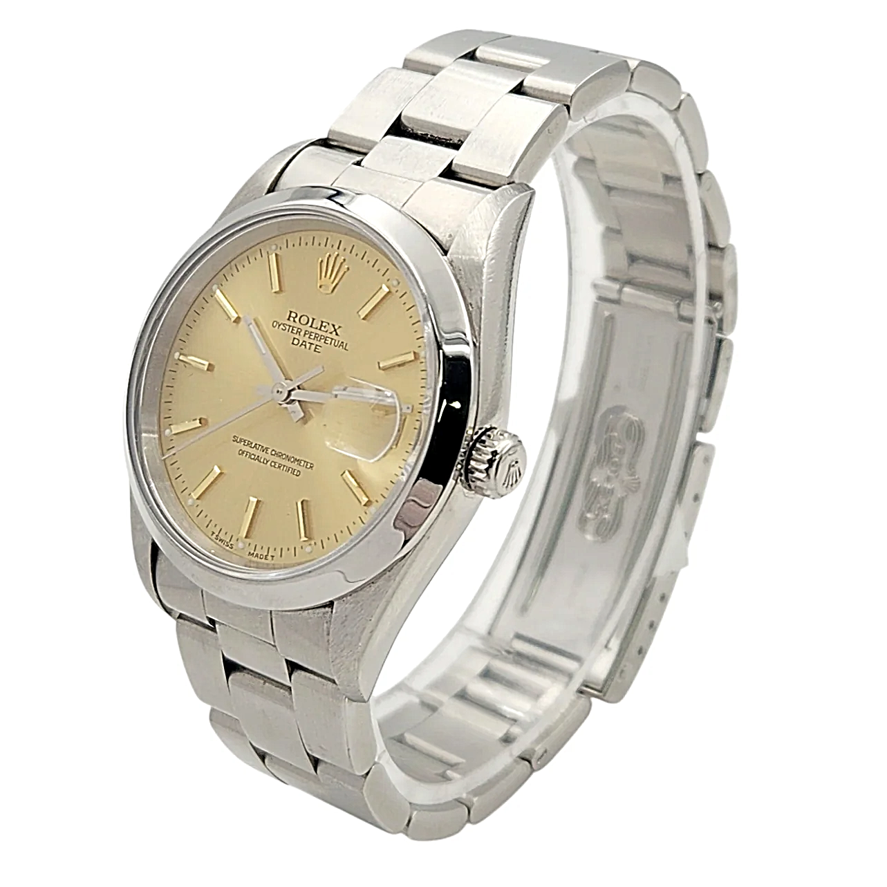 Men's Rolex 34mm Date Vintage Stainless Steel Watch with Champagne Dial and Smooth Bezel. (Pre-Owned 15210)