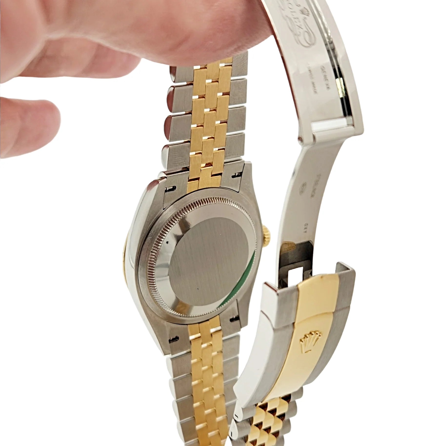 Men's Rolex 36mm DateJust 18K Gold / Stainless Steel Two Tone Watch with White Dial and Fluted Bezel. (Pre-Owned 126233)