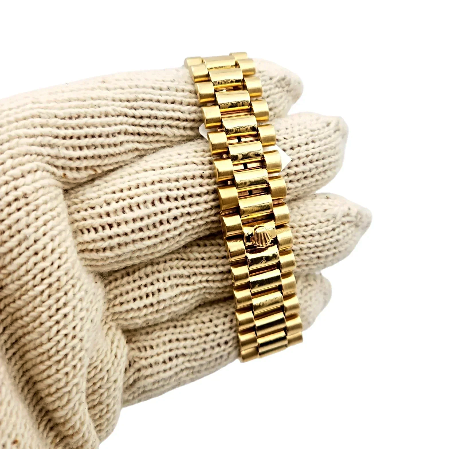 Men's Rolex 36mm Presidential 18K Yellow Gold Watch with Green Diamond Dial and Fluted Bezel. (Pre-Owned 18038)