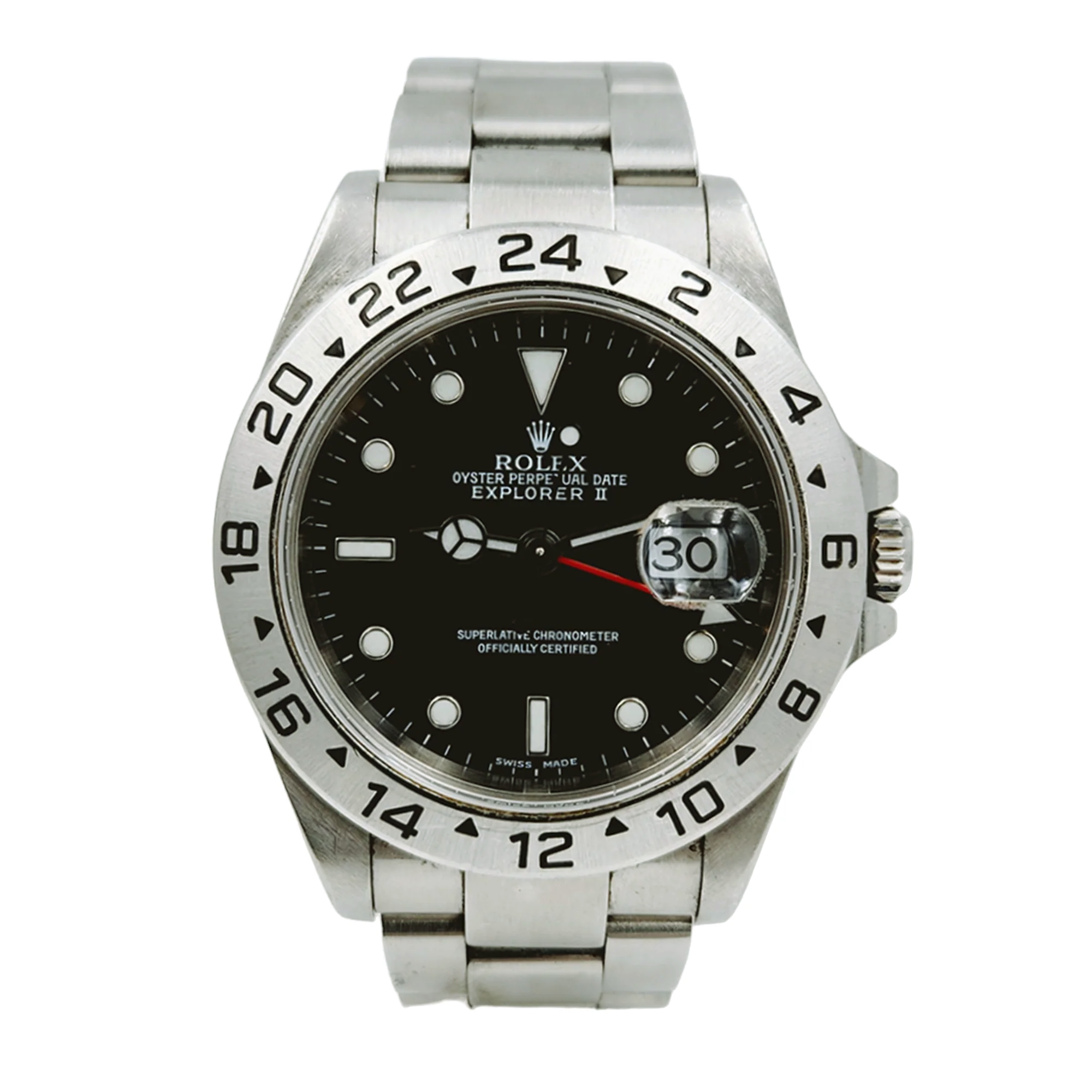 1998 Men's Rolex 40mm Explorer II Stainless Steel Watch with Oyster Band and Black Dial. (Pre-Owned 16570)