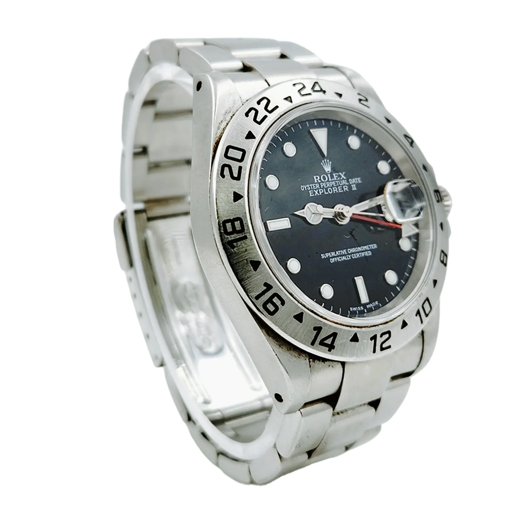 1998 Men's Rolex 40mm Explorer II Stainless Steel Watch with Oyster Band and Black Dial. (Pre-Owned 16570)
