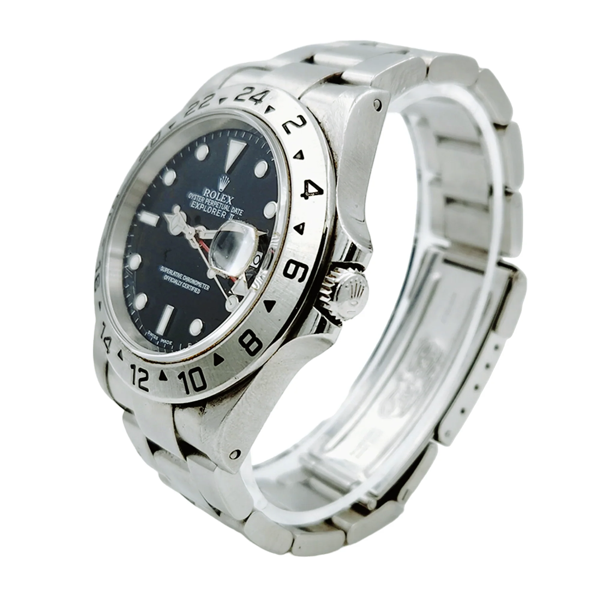 1998 Men's Rolex 40mm Explorer II Stainless Steel Watch with Oyster Band and Black Dial. (Pre-Owned 16570)