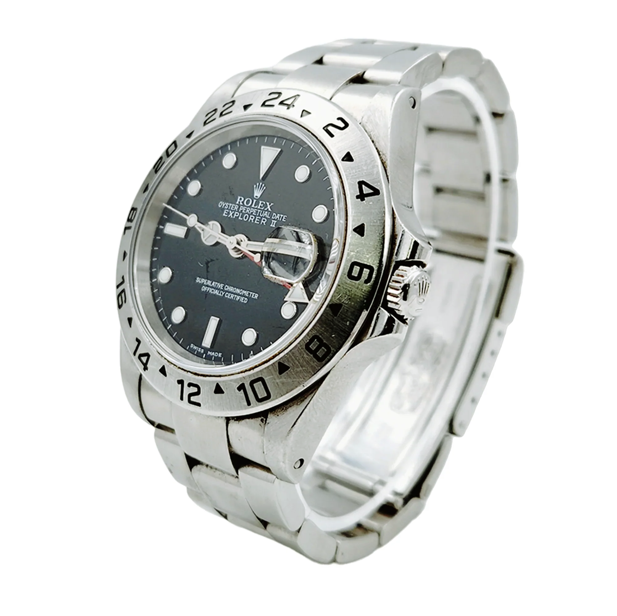 1998 Men's Rolex 40mm Explorer II Stainless Steel Watch with Oyster Band and Black Dial. (Pre-Owned 16570)