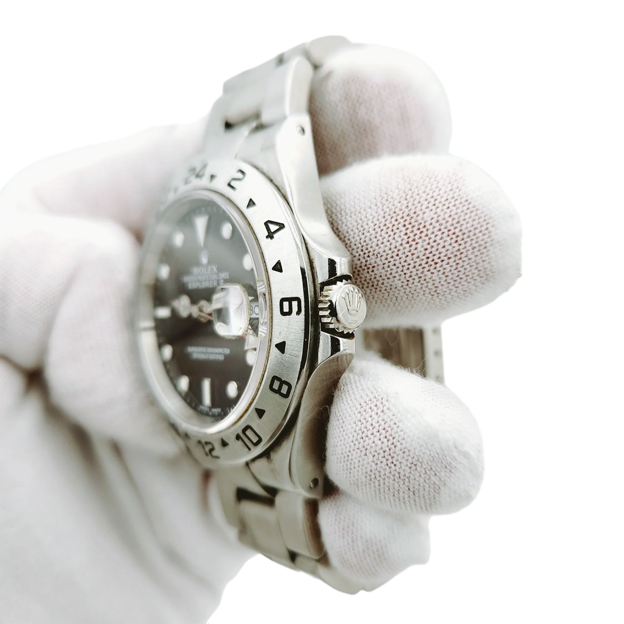 1998 Men's Rolex 40mm Explorer II Stainless Steel Watch with Oyster Band and Black Dial. (Pre-Owned 16570)