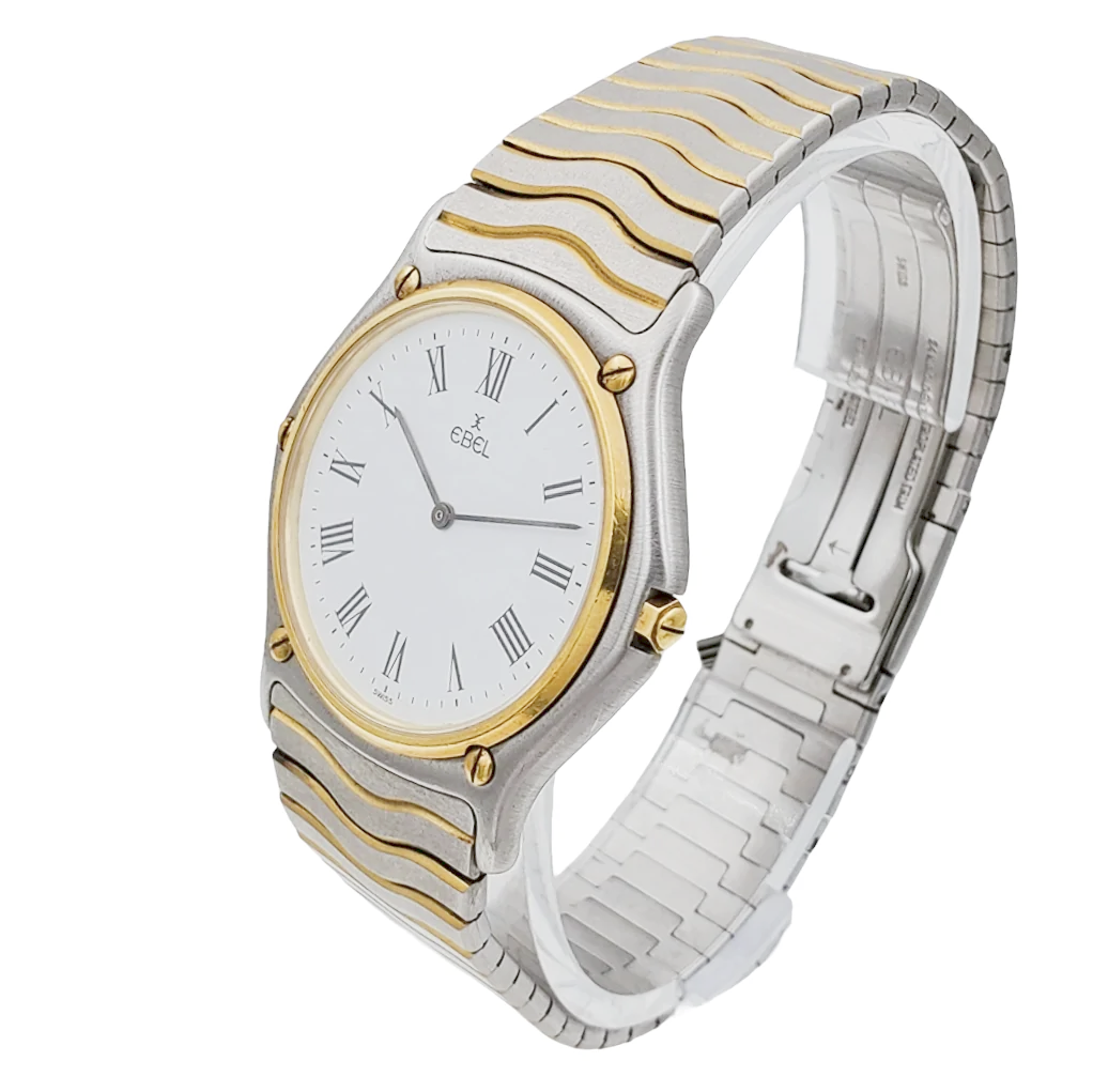 Men's Ebel 34mm 18K Yellow Gold / Stainless Steel Two Tone Wristwatch with Roman Numeral Dial. (Pre-Owned)