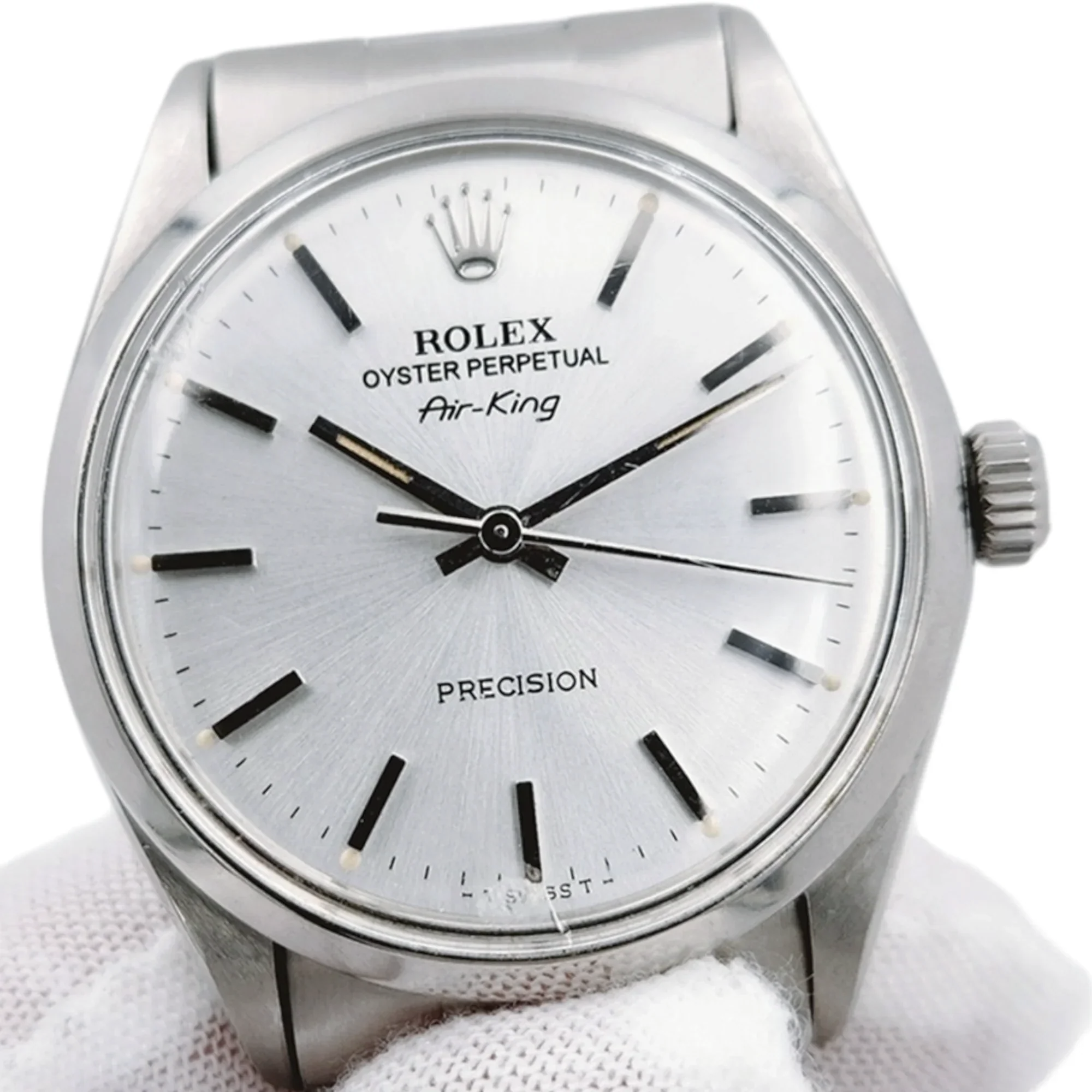 1970 Men's Rolex 34mm Air-King Vintage Oyster Stainless Steel Watch with Silver Dial and Smooth Bezel. (Pre-Owned 5500)