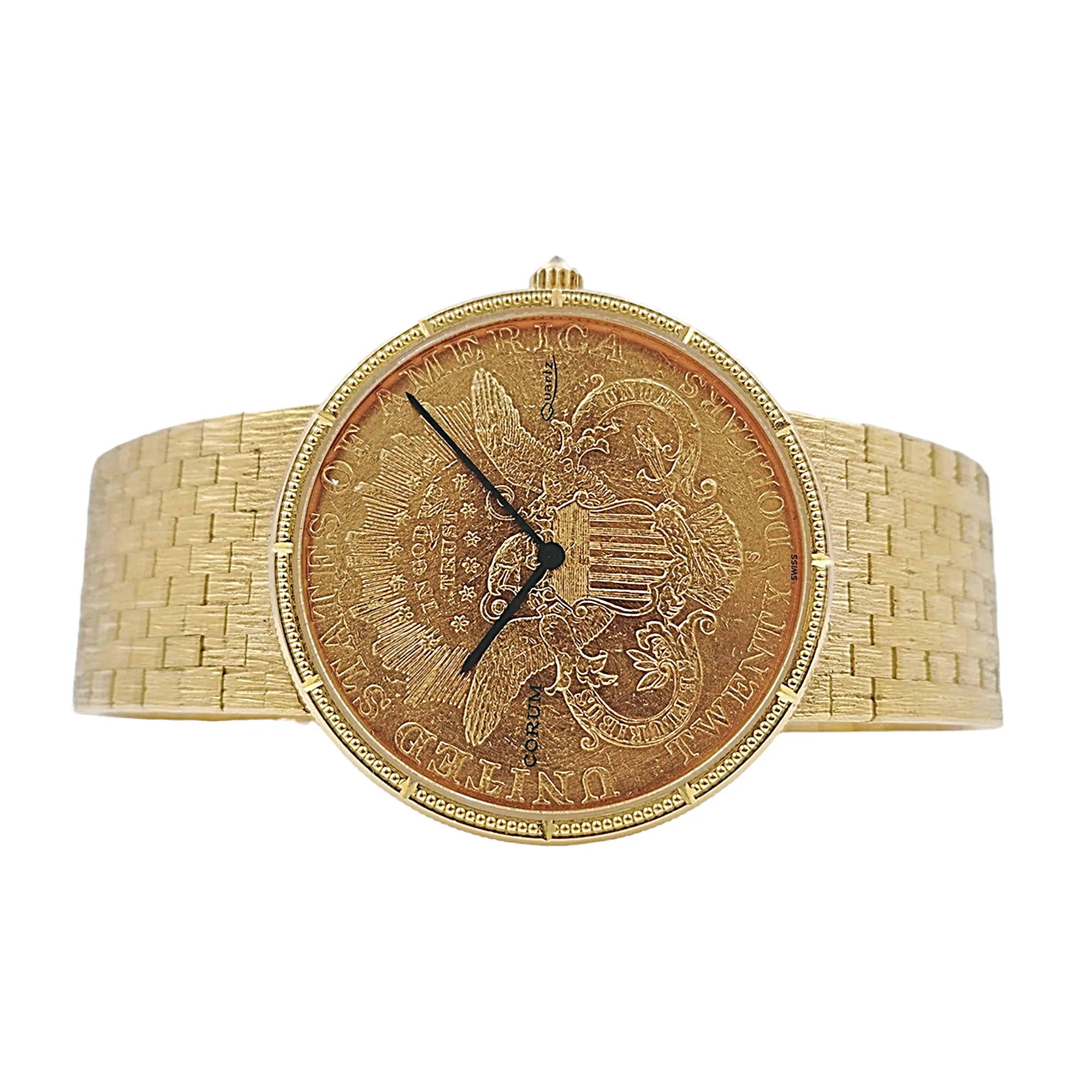 Corum 35mm American Twenty Dollars Double Eagle 22K Yellow Gold Coin Watch with 18K Yellow Gold Band and Bezel. (Pre-Owned 1904)