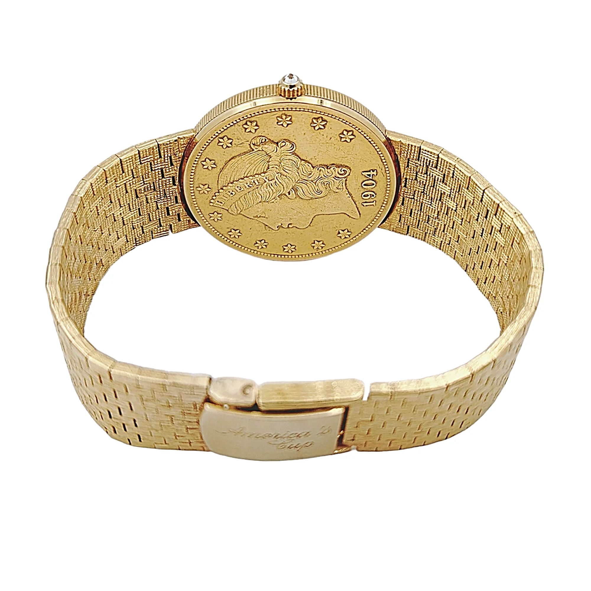 Corum 35mm American Twenty Dollars Double Eagle 22K Yellow Gold Coin Watch with 18K Yellow Gold Band and Bezel. (Pre-Owned 1904)