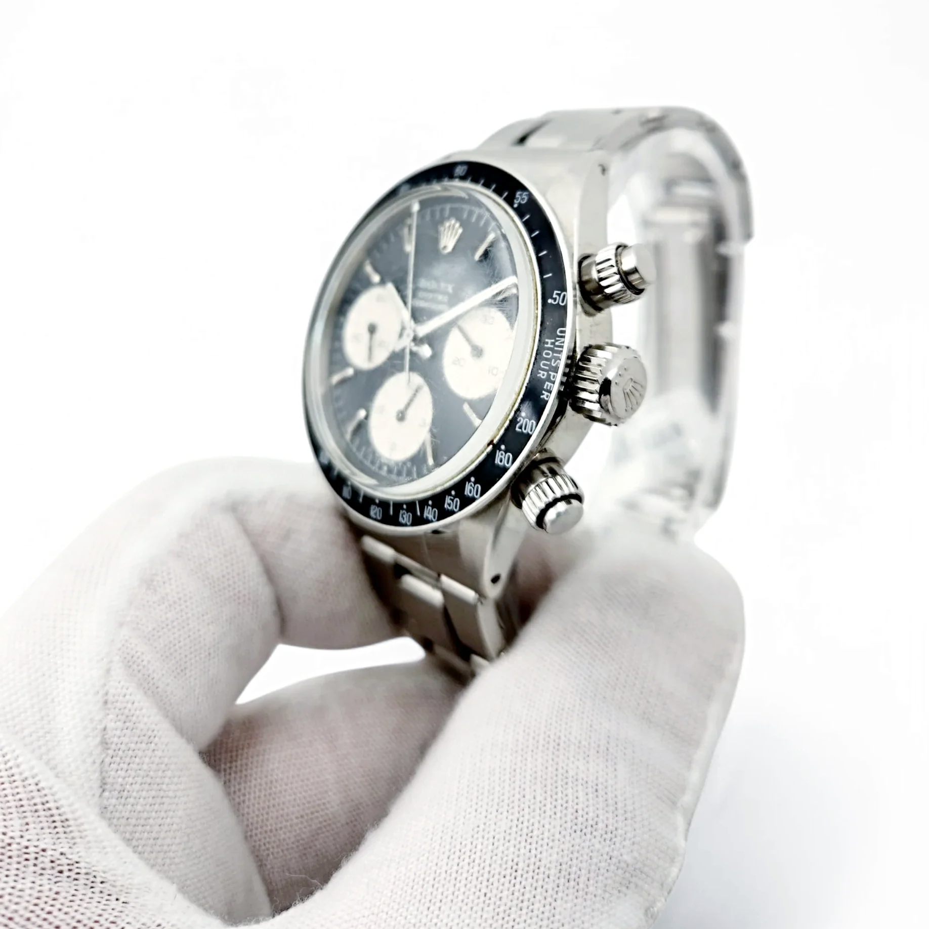 1973 Men's Rolex 38mm Vintage Daytona Stainless Steel Watch with Black Cosmograph Dial. (Pre-Owned 6263)