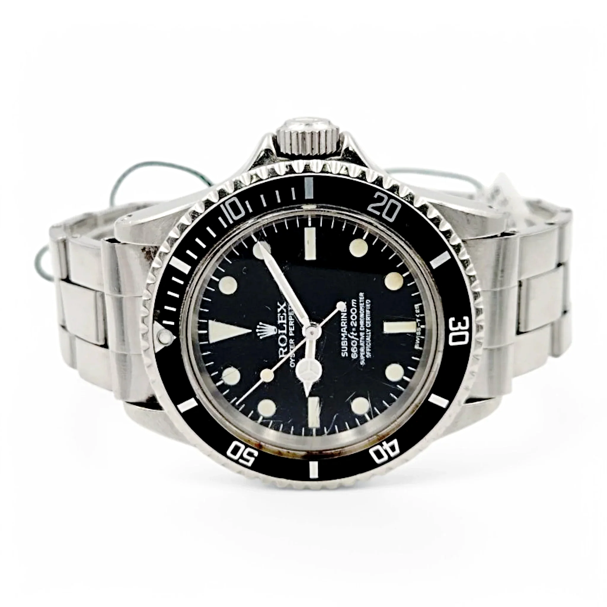 1970 Men's Rolex 40mm Vintage Submariner Stainless Steel Watch with Black Dial and Fluted Bezel. (Pre-Owned 5513)