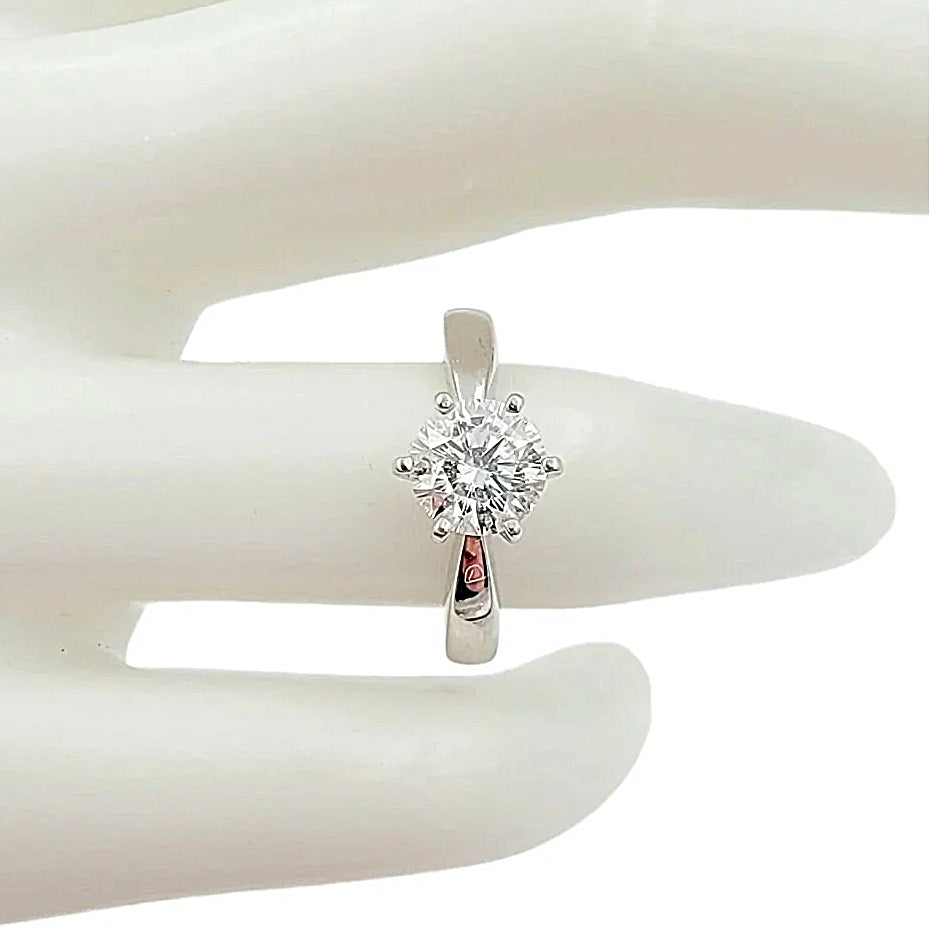 Platinum Solitaire Diamond Ring. Octagon Brilliant Cut Diamond.