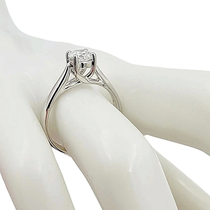 Platinum Solitaire Diamond Ring. Octagon Brilliant Cut Diamond.