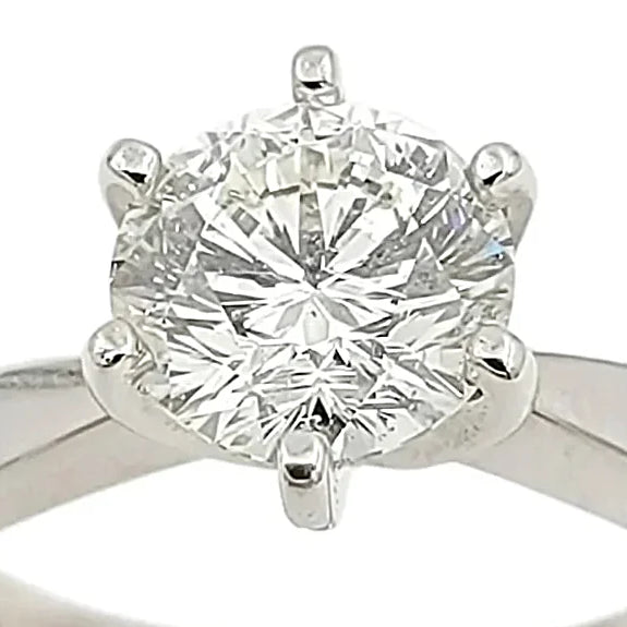 Platinum Solitaire Diamond Ring. Octagon Brilliant Cut Diamond.