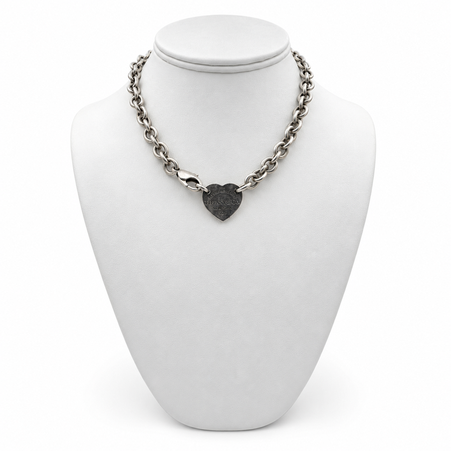 Tiffany & Co. Return To Tiffany Pendant Sterling Silver with Rolo Chain 13" Necklace. (Pre-Owned)
