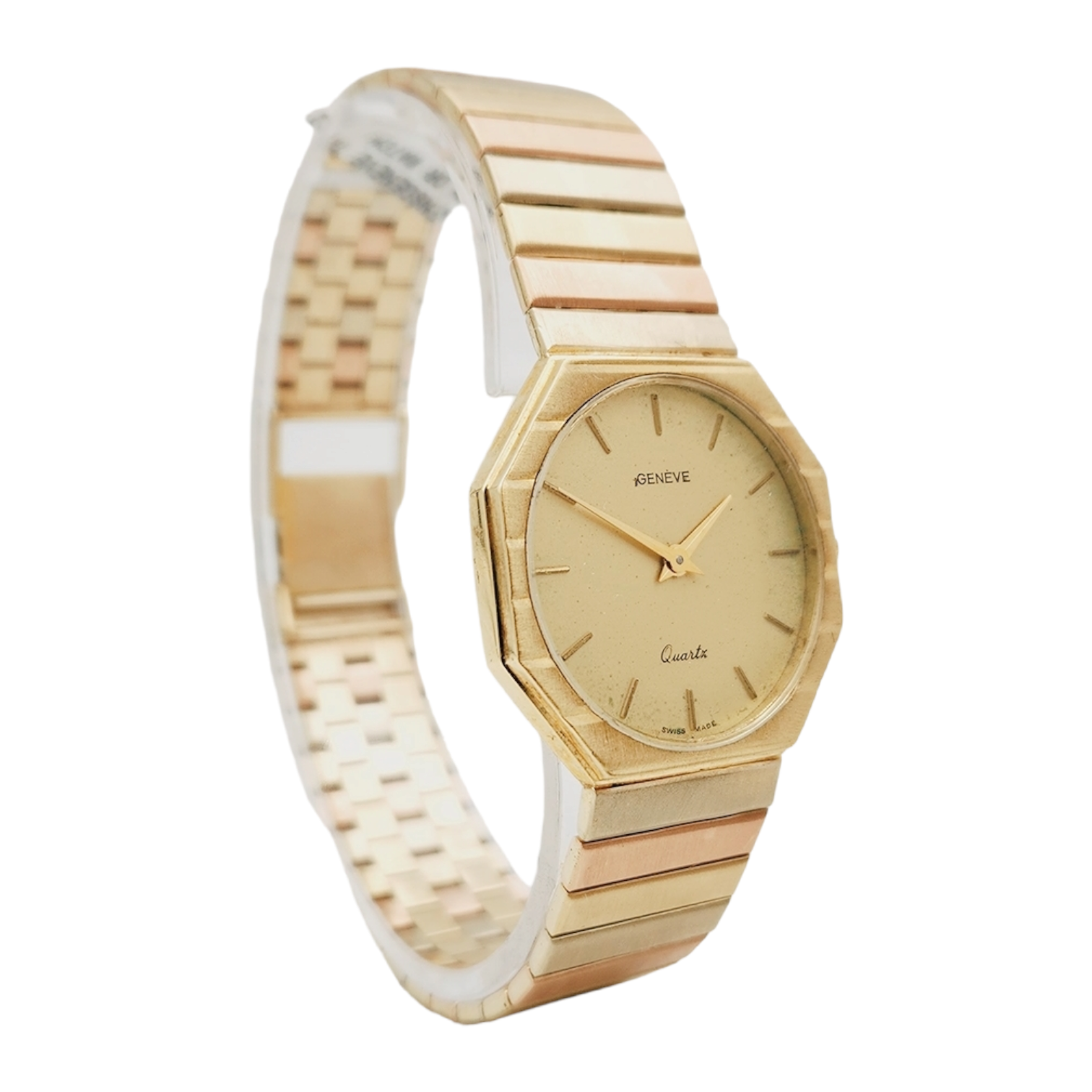 Unisex Geneve 32mm Vintage 14K Yellow Gold Watch with Gold Dial and Fluted Bezel. (Pre-Owned)
