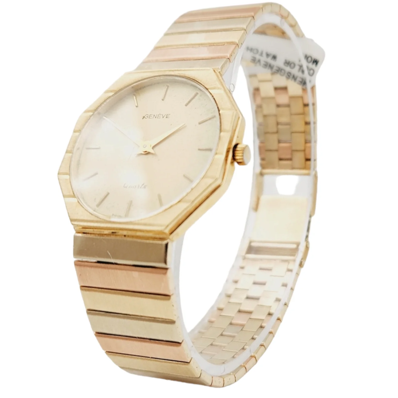 Unisex Geneve 32mm Vintage 14K Yellow Gold Watch with Gold Dial and Fluted Bezel. (Pre-Owned)