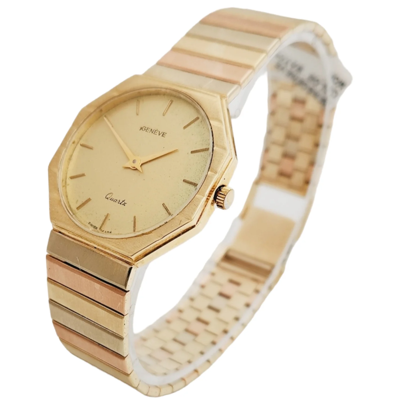 Unisex Geneve 32mm Vintage 14K Yellow Gold Watch with Gold Dial and Fluted Bezel. (Pre-Owned)