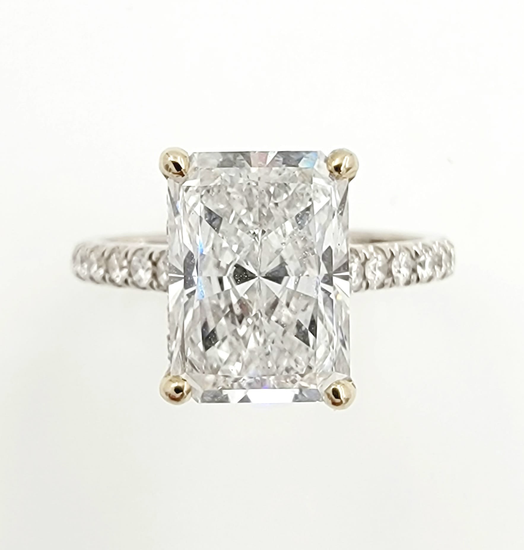 Radiant Cut Lab Grown Solitaire Ring with Hidden Halo