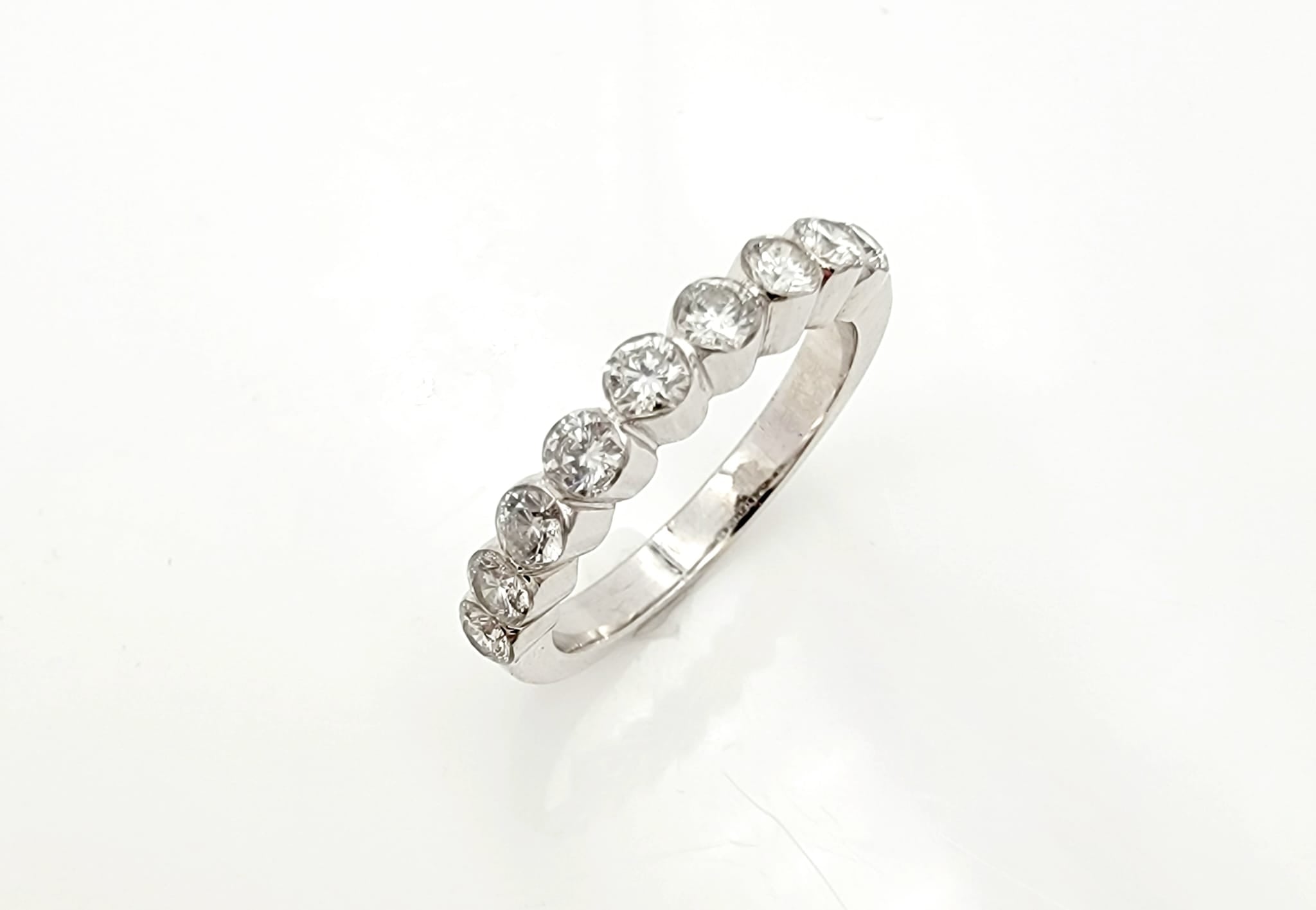 14k White Gold Half Eternity Engagement Band