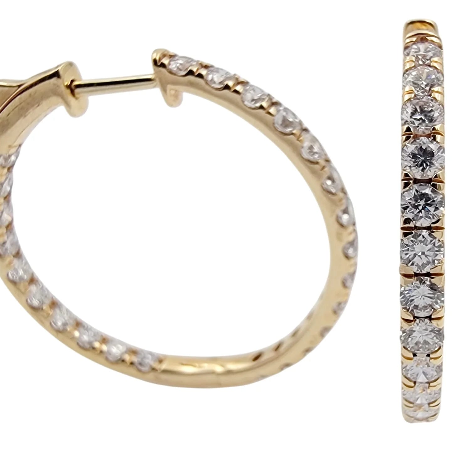 14K Yellow Gold Diamond Hoop Earrings
