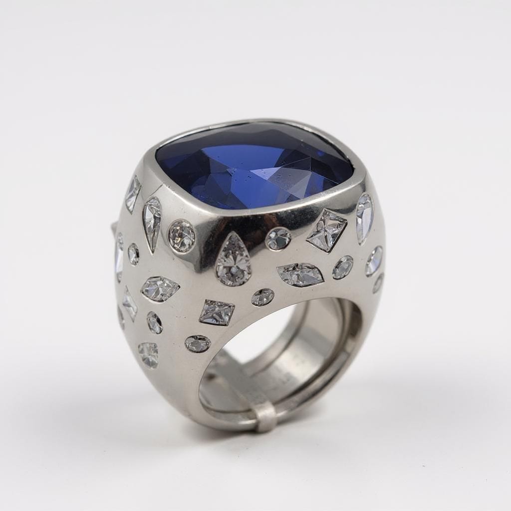 Channel 18k White Gold Tanzanite and Diamond Ring.