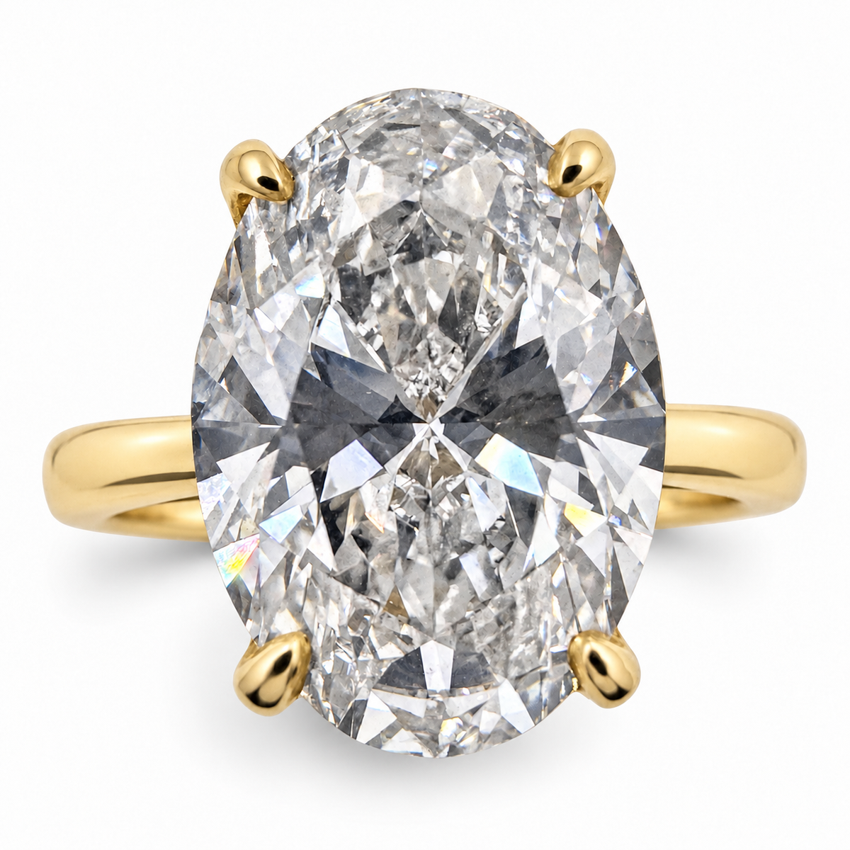 14k Yellow Gold Solitaire Ring with 4.51 Ct. Lab Grown Oval Cut Diamond. (Size 5.50)