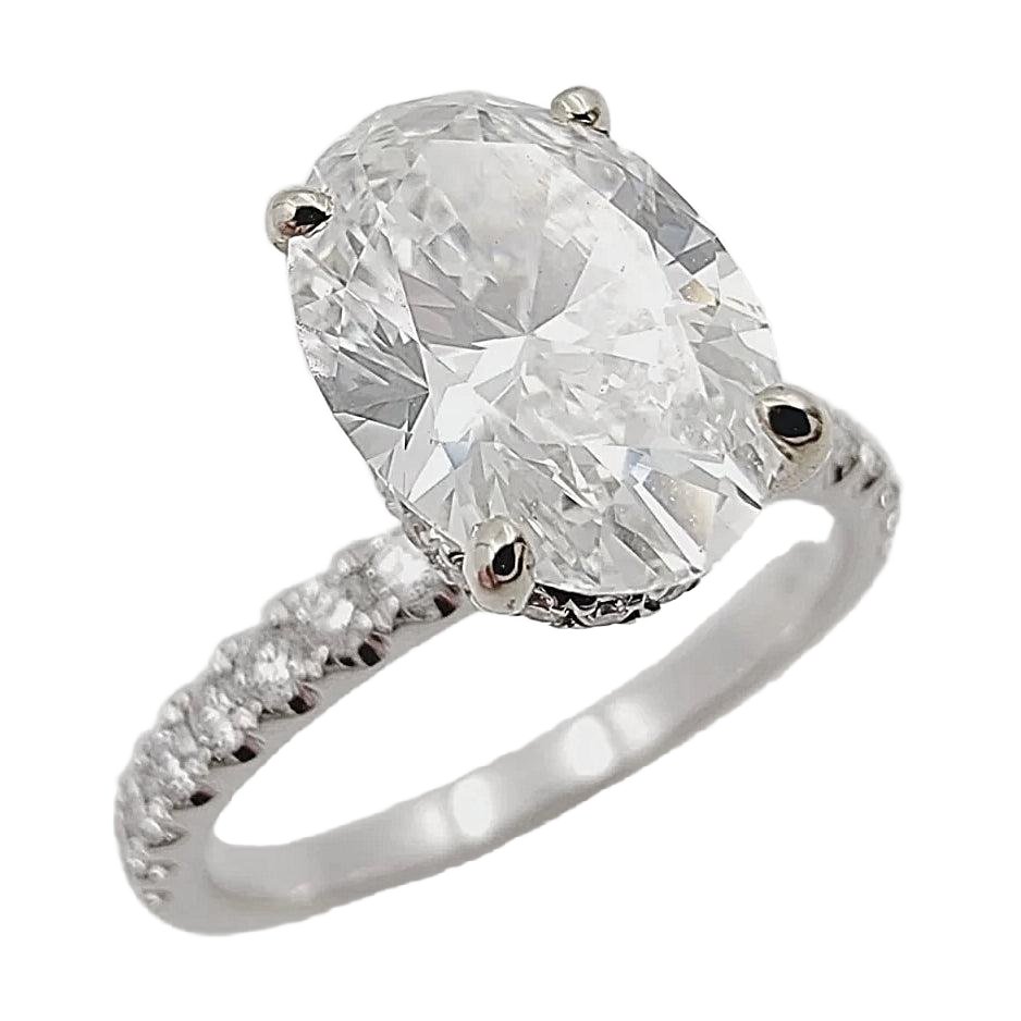 18K White Gold 1.84ct Engagement Ring with Lab Grown Oval Diamond.