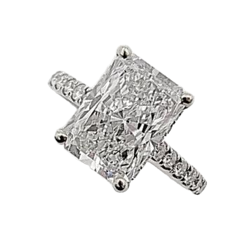 18K White Gold 3.24ct Engagement Ring With Lab Grown Center Diamond.